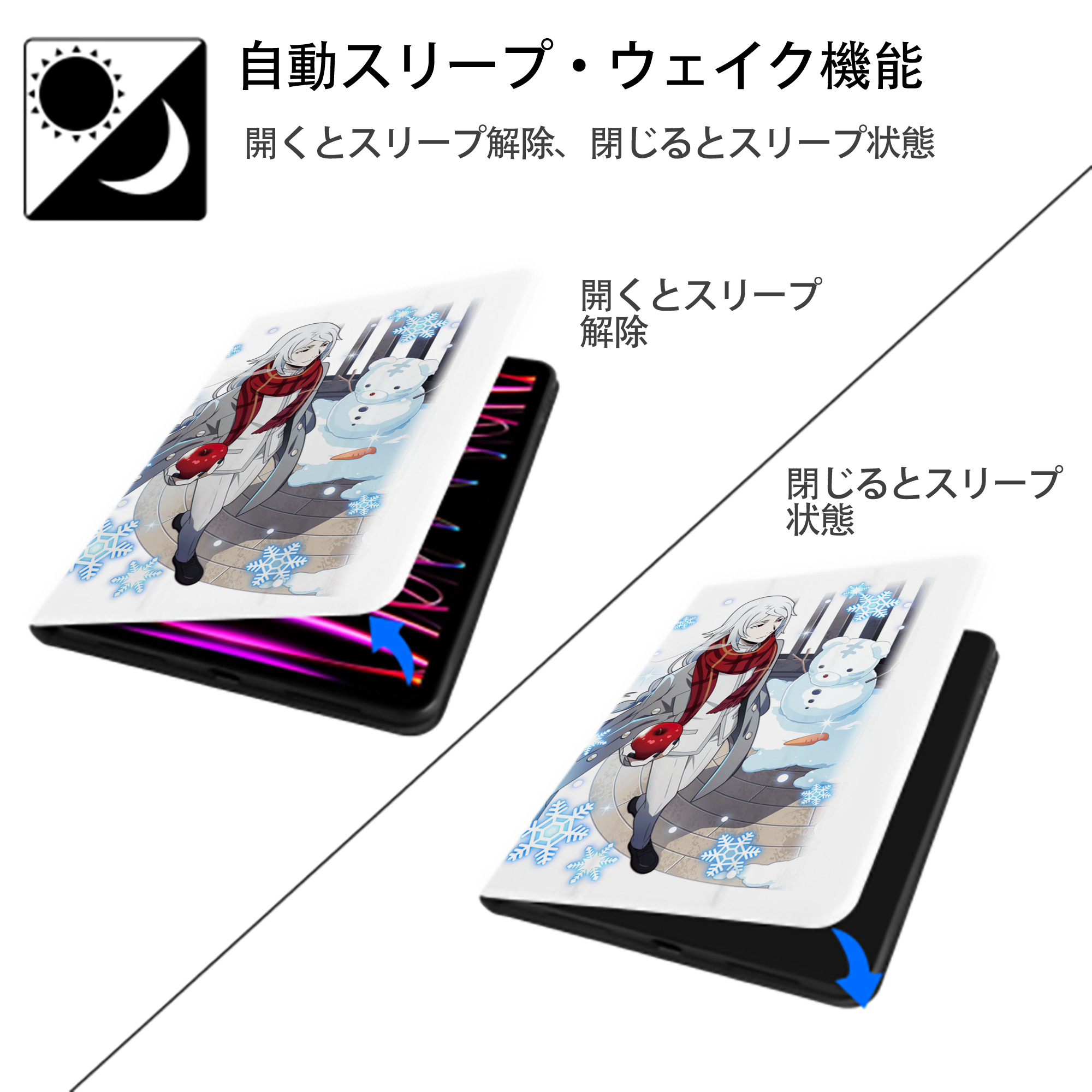 文豪ストレイドッグス Bungo Stray Dogs IPad ケース ペン収納付き 三つ折りスタンド PUレザー×シリコン 対応機種9.5/10.5/10.9インチ