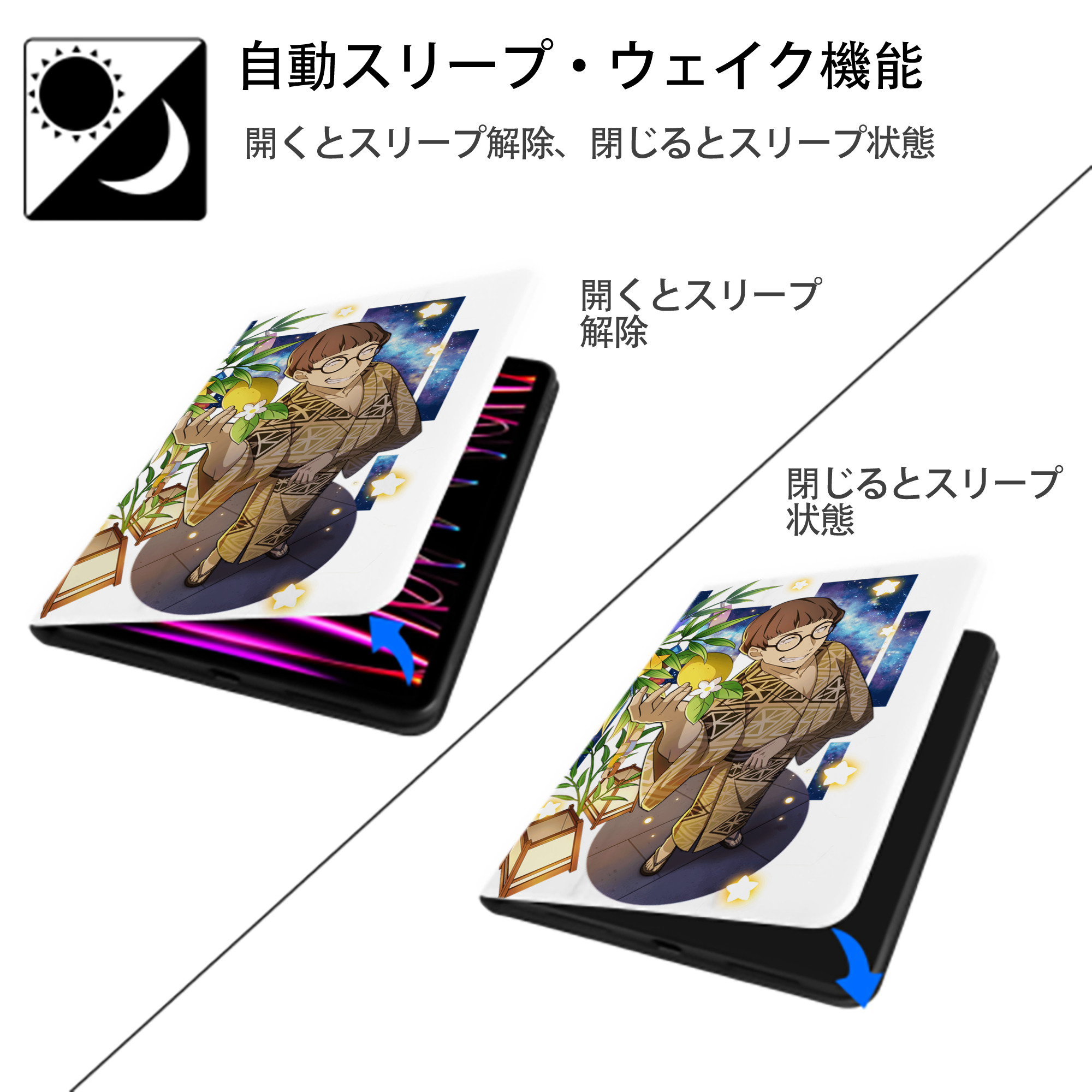 文豪ストレイドッグス Bungo Stray Dogs IPad ケース ペン収納付き 三つ折りスタンド PUレザー×シリコン 対応機種9.5/10.5/10.9インチ