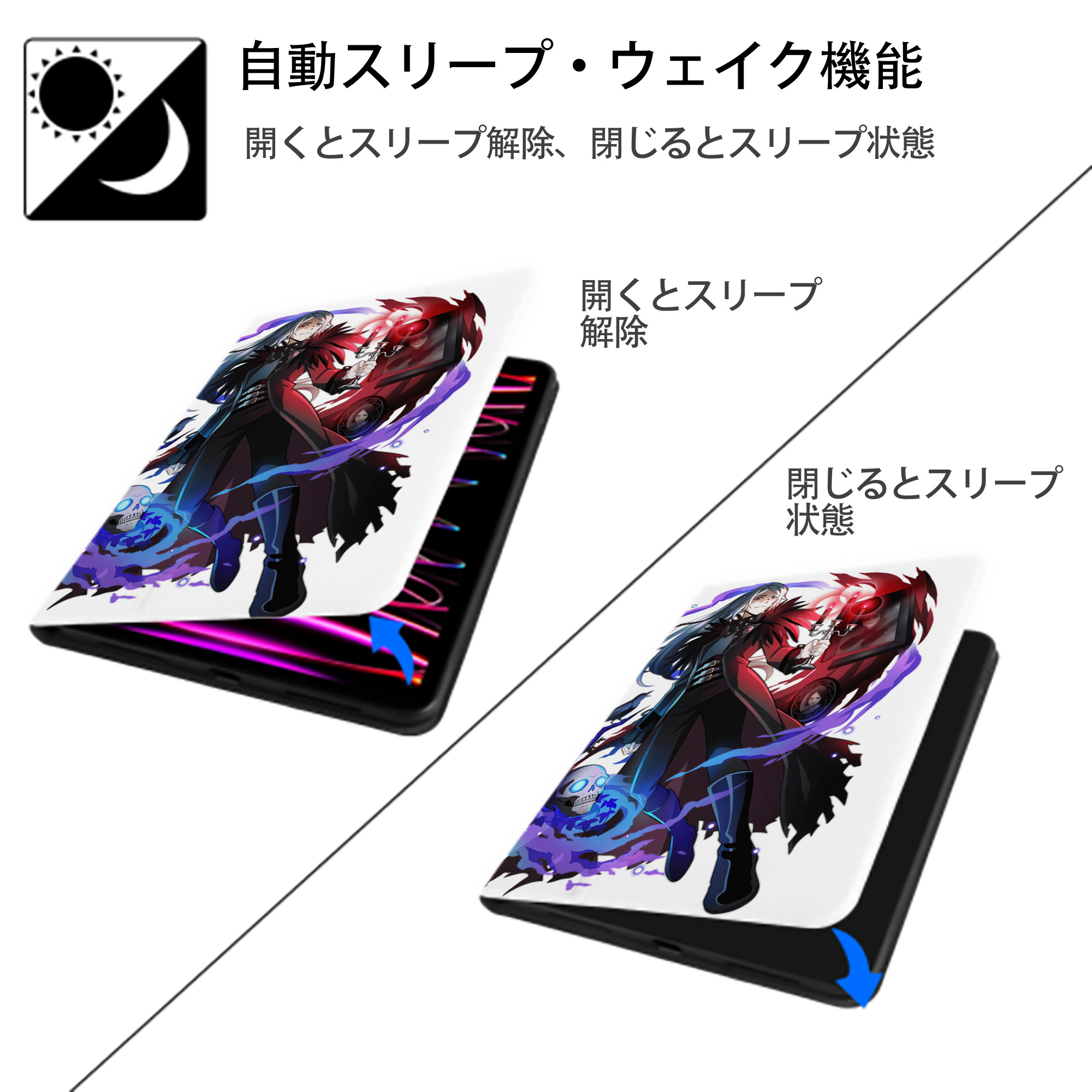 文豪ストレイドッグス Bungo Stray Dogs IPad ケース ペン収納付き 三つ折りスタンド PUレザー×シリコン 対応機種9.5/10.5/10.9インチ