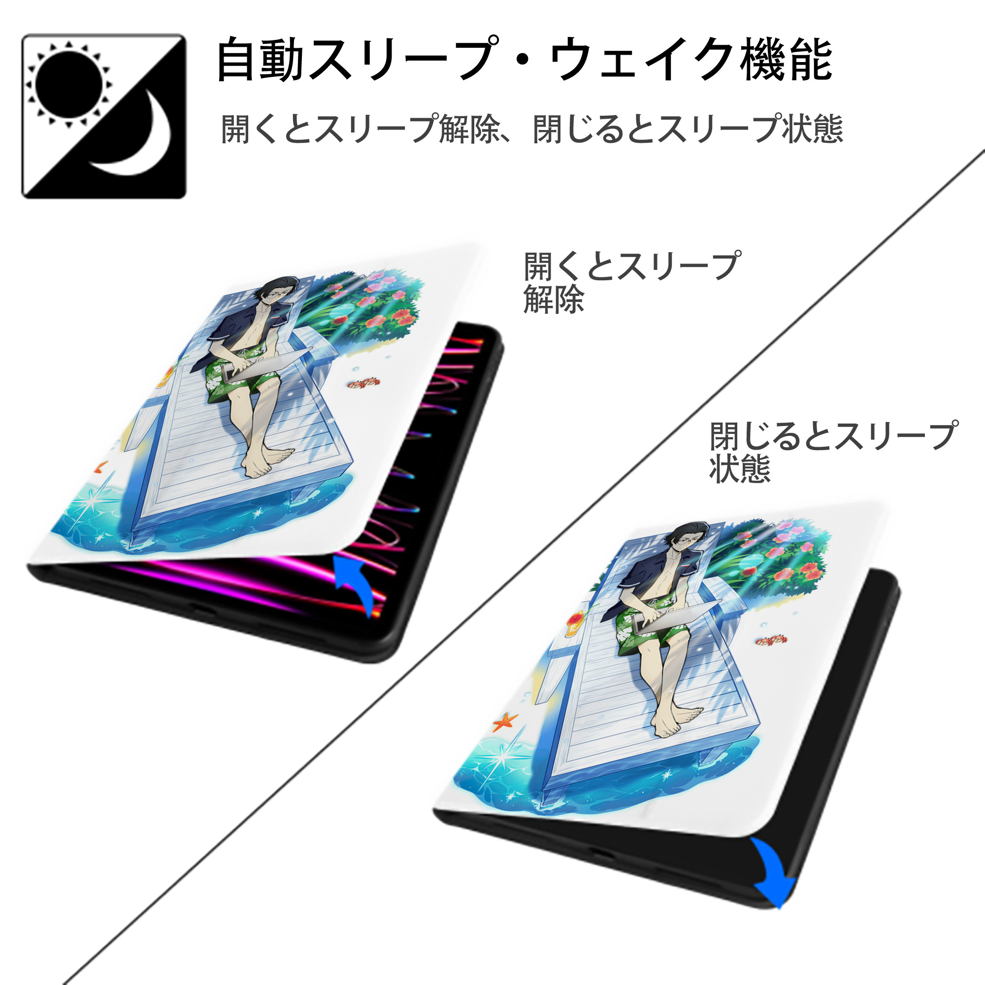文豪ストレイドッグス Bungo Stray Dogs IPad ケース ペン収納付き 三つ折りスタンド PUレザー×シリコン 対応機種9.5/10.5/10.9インチ
