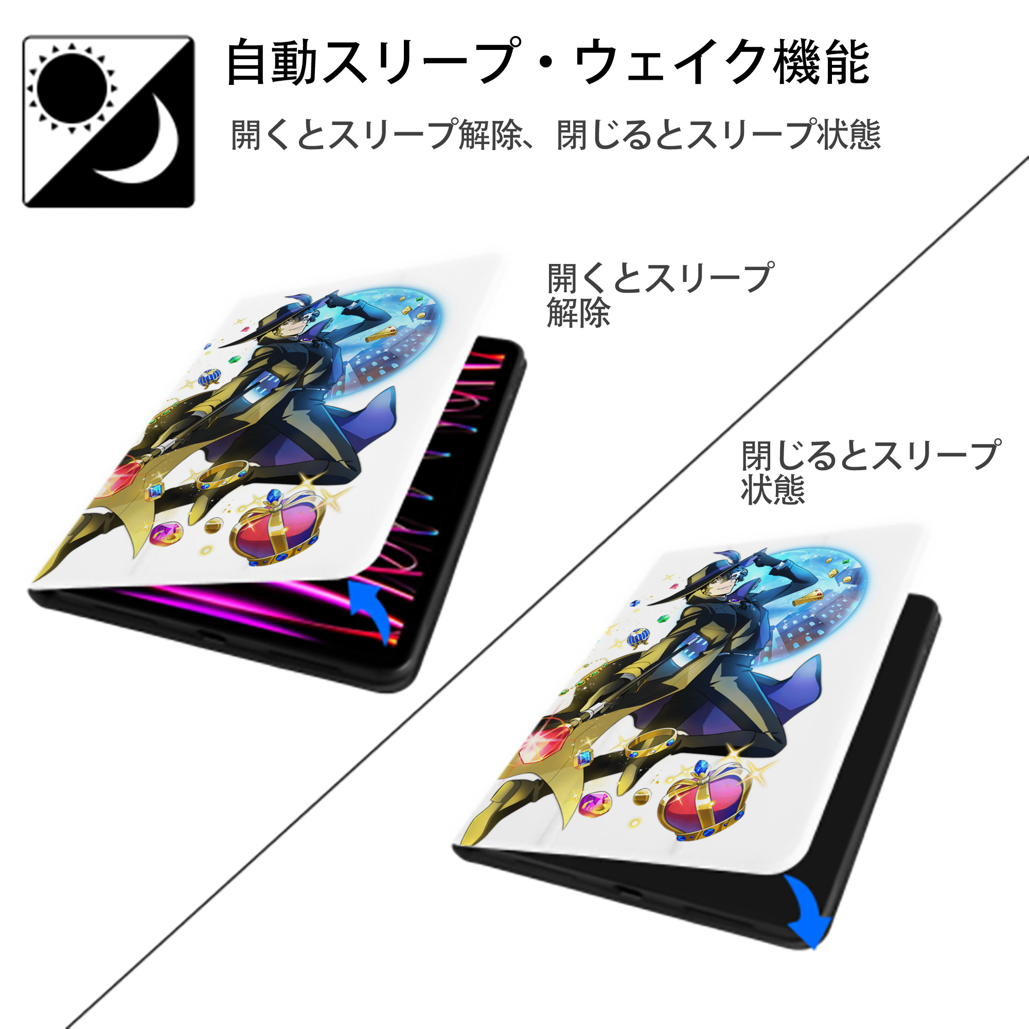 文豪ストレイドッグス Bungo Stray Dogs IPad ケース ペン収納付き 三つ折りスタンド PUレザー×シリコン 対応機種9.5/10.5/10.9インチ