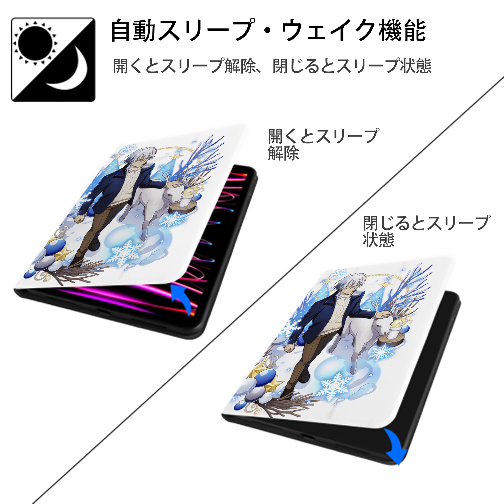 文豪ストレイドッグス Bungo Stray Dogs IPad ケース ペン収納付き 三つ折りスタンド PUレザー×シリコン 対応機種9.5/10.5/10.9インチ
