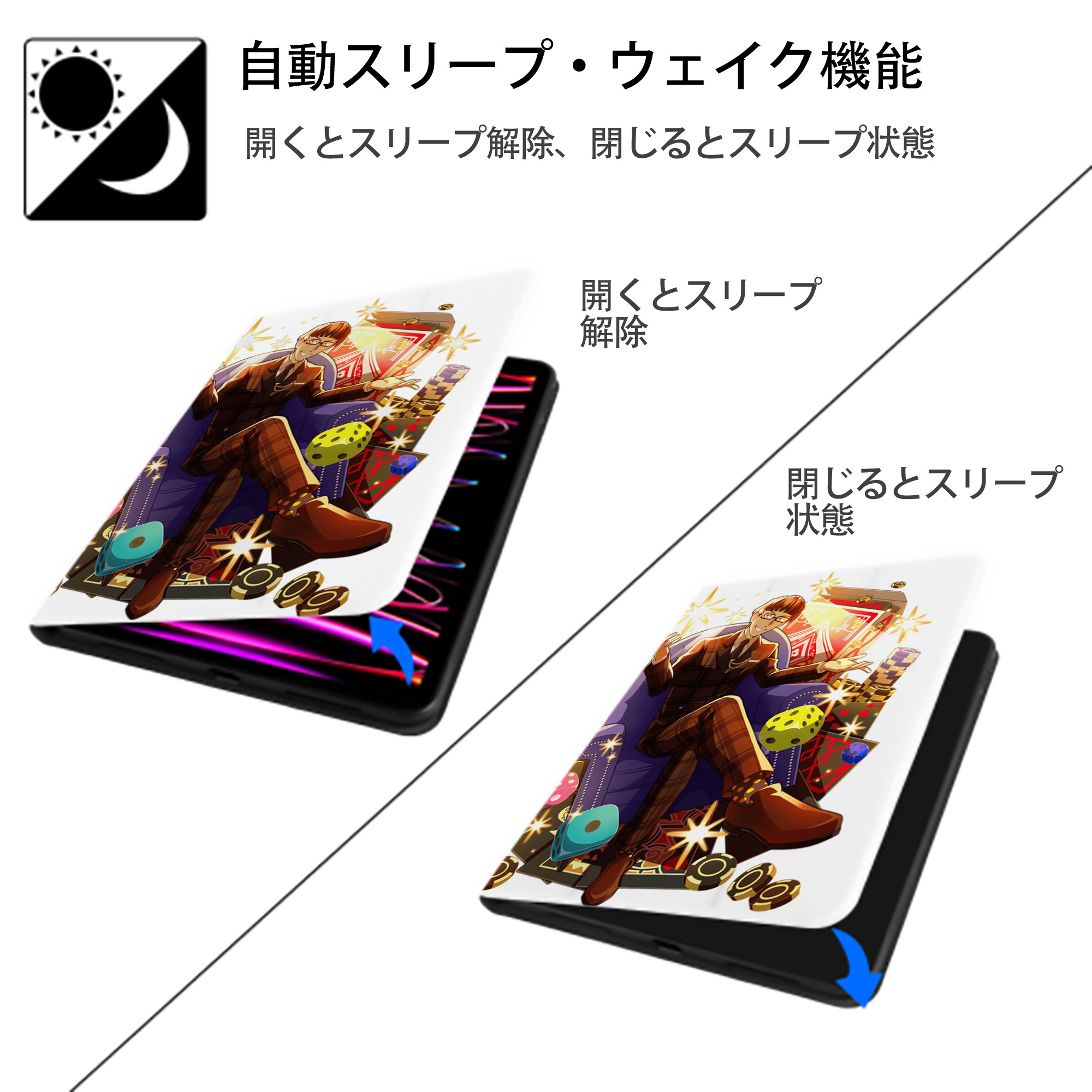 文豪ストレイドッグス Bungo Stray Dogs IPad ケース ペン収納付き 三つ折りスタンド PUレザー×シリコン 対応機種9.5/10.5/10.9インチ