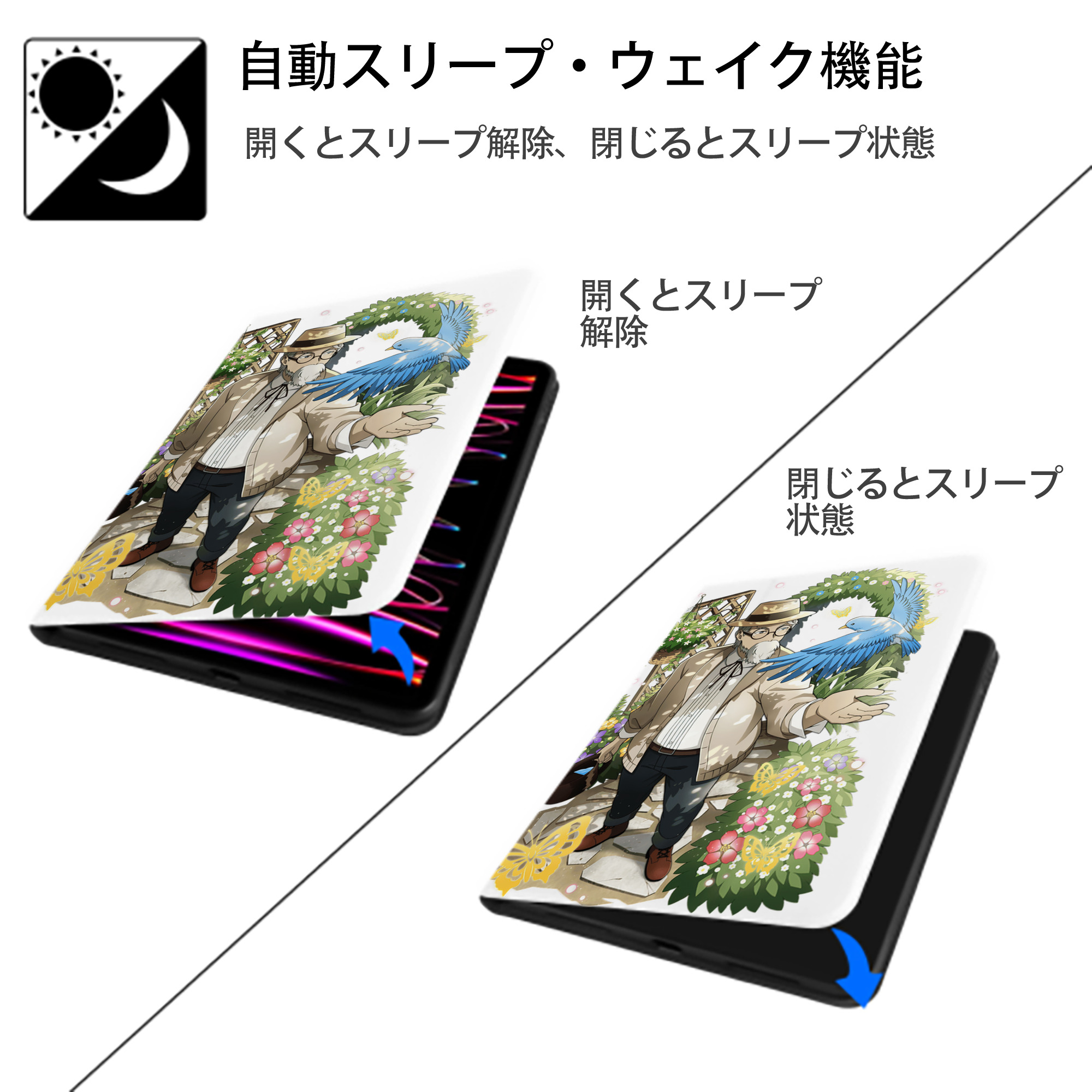 文豪ストレイドッグス Bungo Stray Dogs IPad ケース ペン収納付き 三つ折りスタンド PUレザー×シリコン 対応機種9.5/10.5/10.9インチ