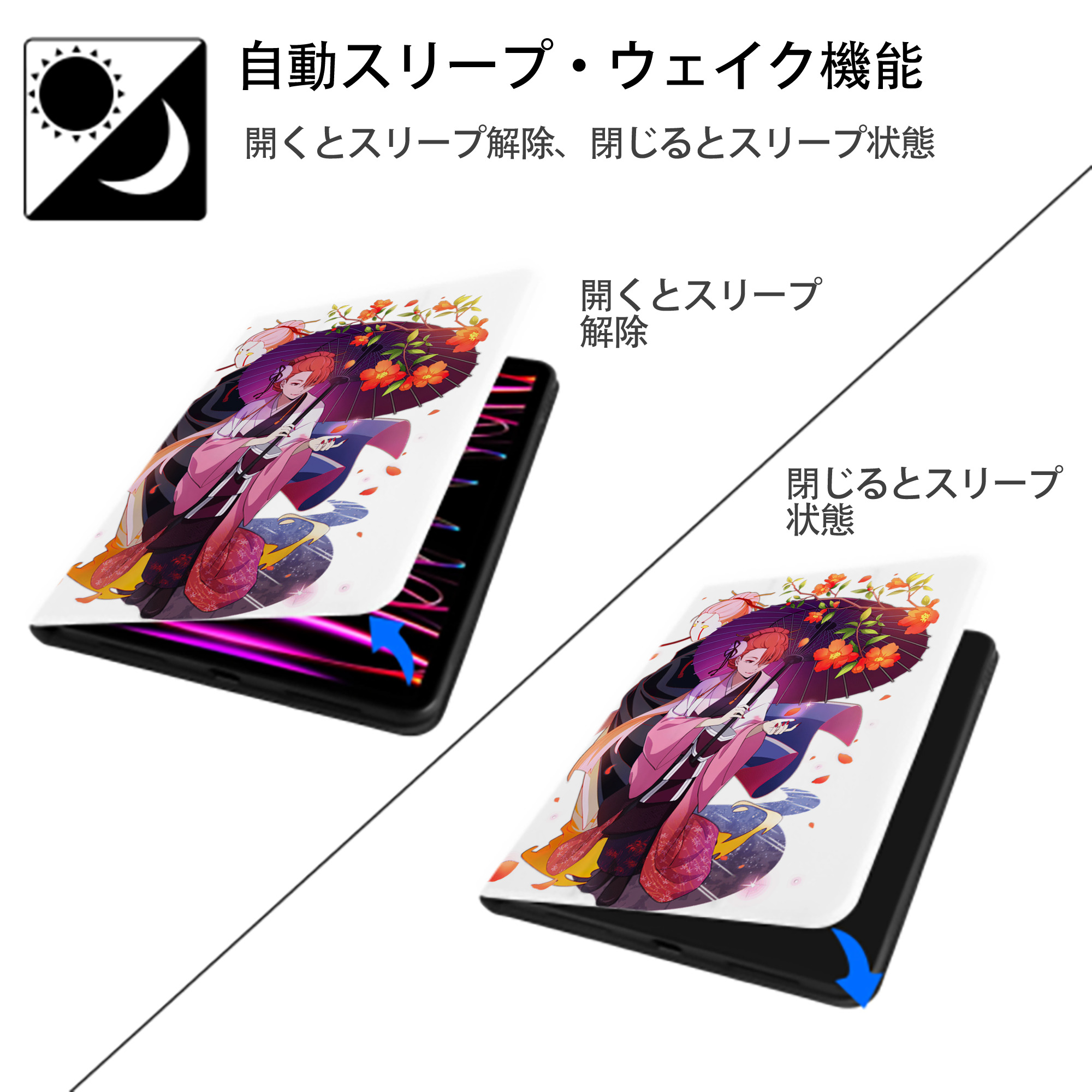 文豪ストレイドッグス Bungo Stray Dogs IPad ケース ペン収納付き 三つ折りスタンド PUレザー×シリコン 対応機種9.5/10.5/10.9インチ