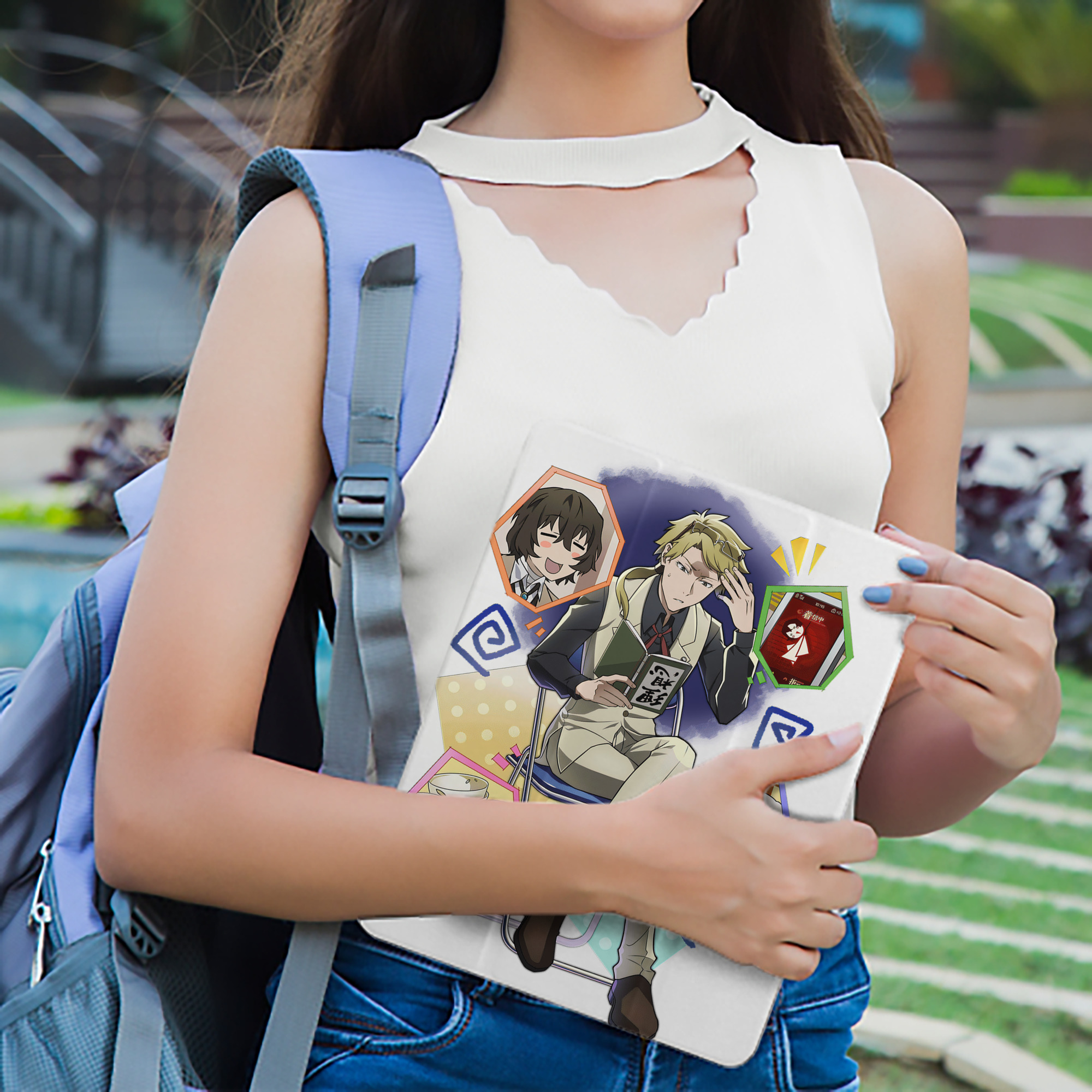 文豪ストレイドッグス Bungo Stray Dogs IPad ケース ペン収納付き 三つ折りスタンド PUレザー×シリコン 対応機種9.5/10.5/10.9インチ
