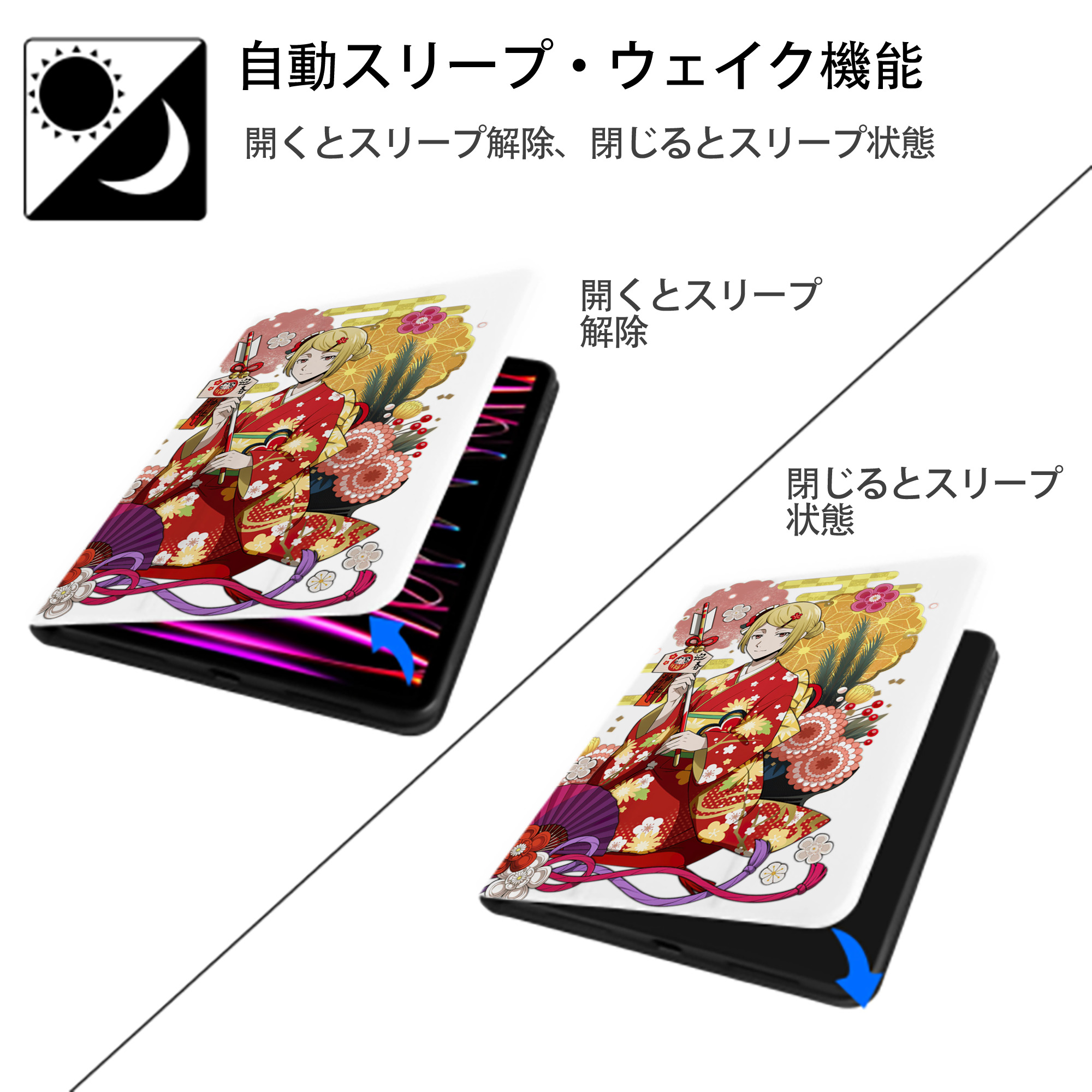 文豪ストレイドッグス Bungo Stray Dogs IPad ケース ペン収納付き 三つ折りスタンド PUレザー×シリコン 対応機種9.5/10.5/10.9インチ