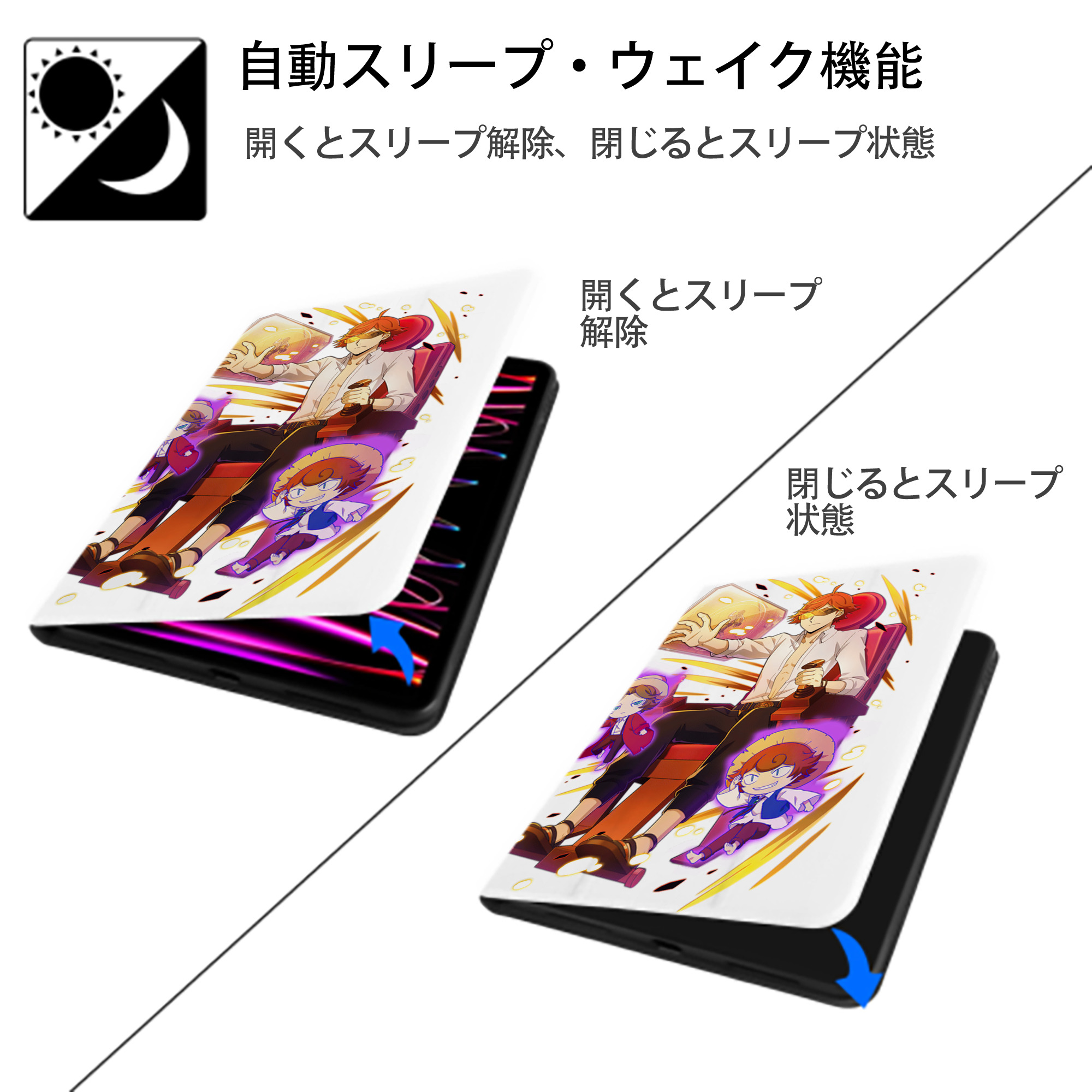 文豪ストレイドッグス Bungo Stray Dogs IPad ケース ペン収納付き 三つ折りスタンド PUレザー×シリコン 対応機種9.5/10.5/10.9インチ