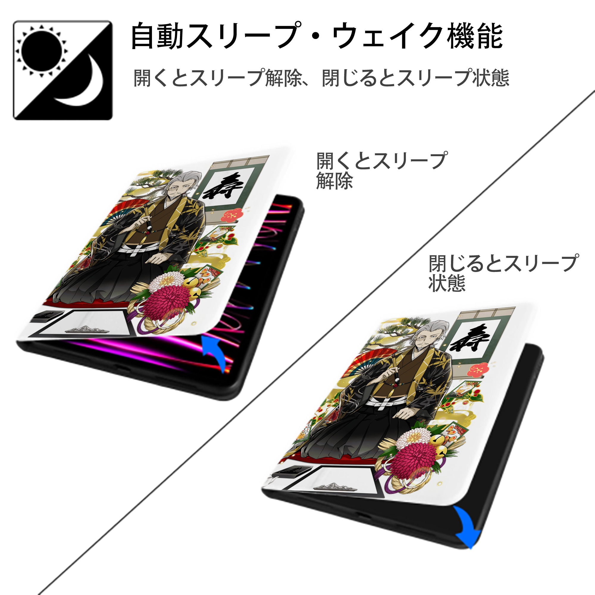 文豪ストレイドッグス Bungo Stray Dogs IPad ケース ペン収納付き 三つ折りスタンド PUレザー×シリコン 対応機種9.5/10.5/10.9インチ