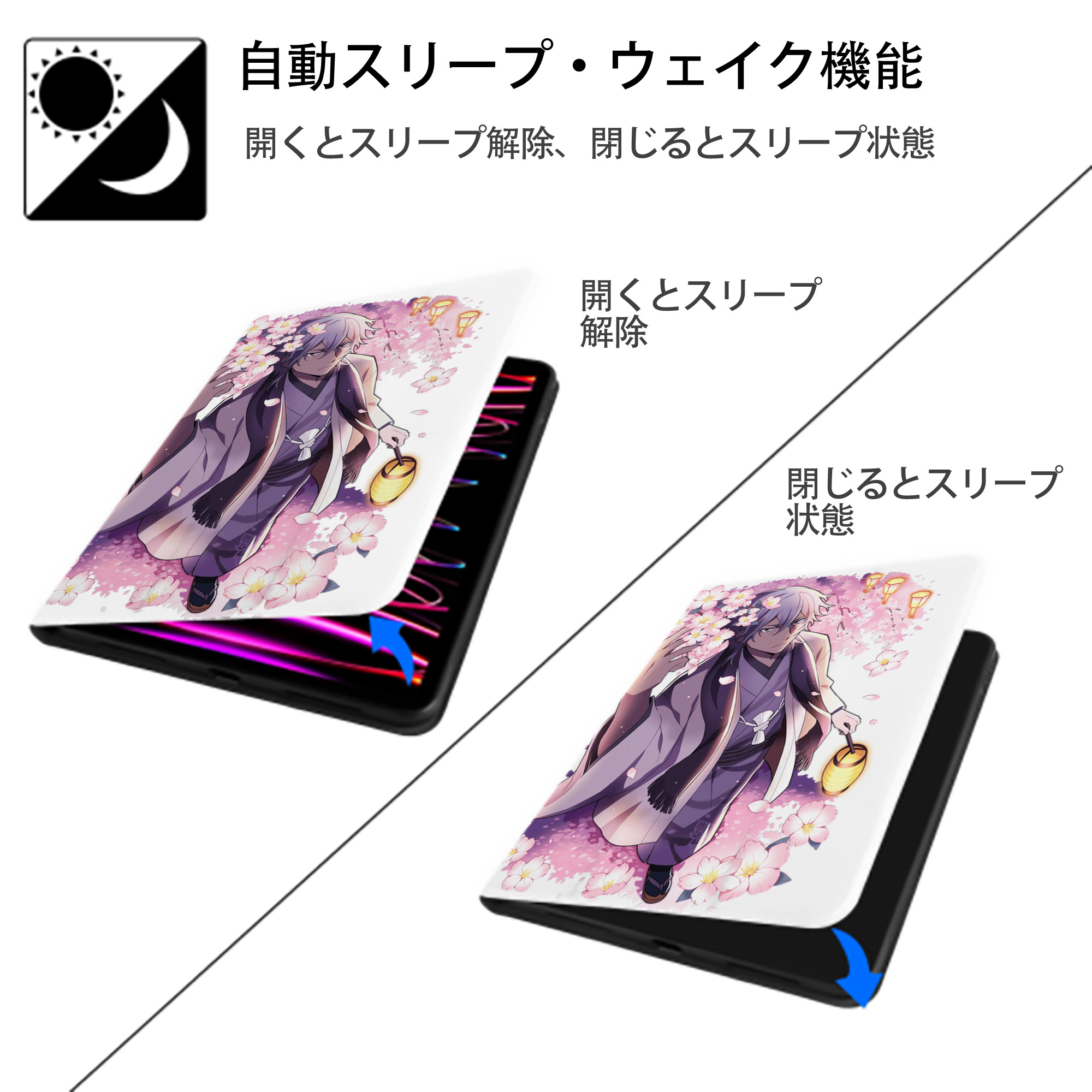 文豪ストレイドッグス Bungo Stray Dogs IPad ケース ペン収納付き 三つ折りスタンド PUレザー×シリコン 対応機種9.5/10.5/10.9インチ