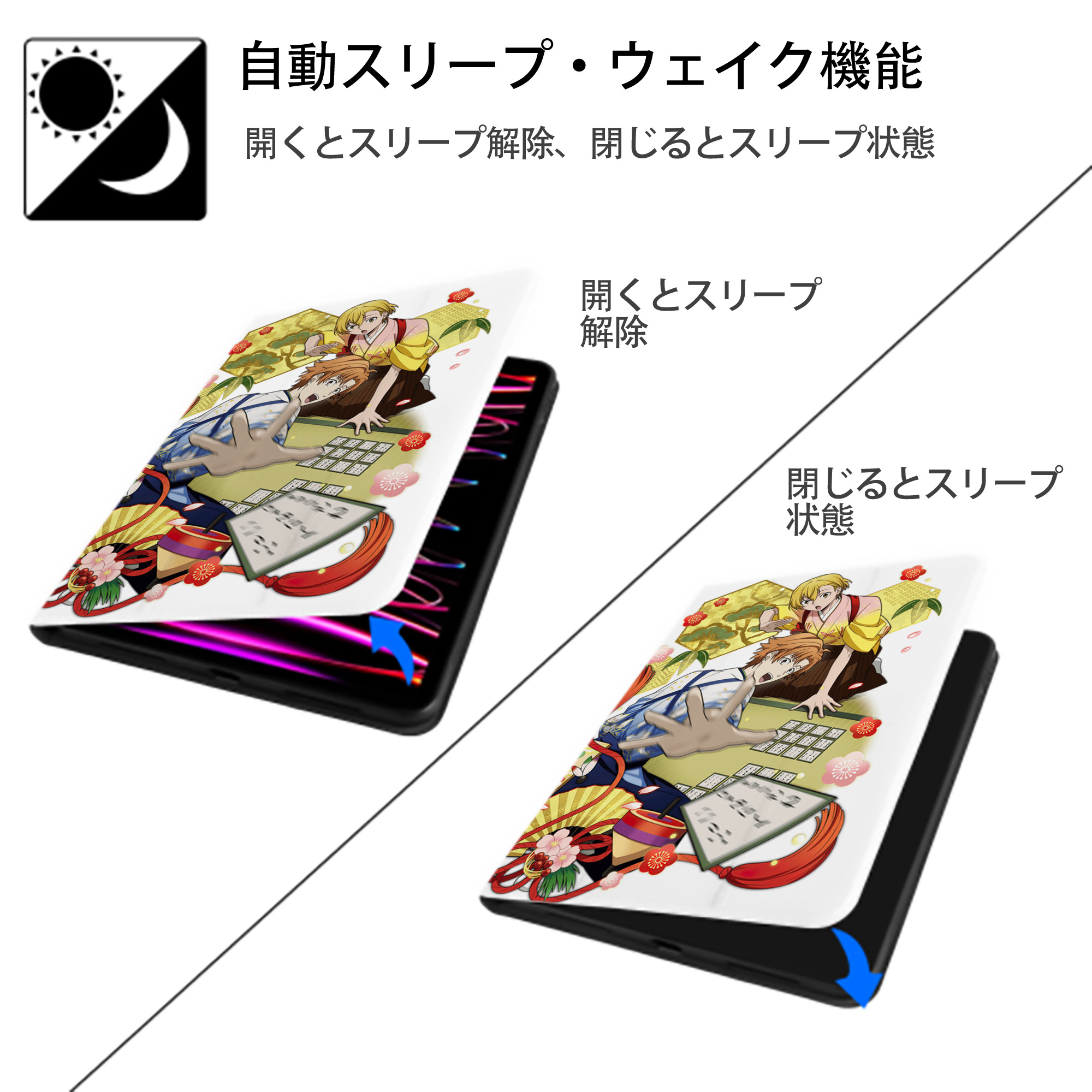 文豪ストレイドッグス Bungo Stray Dogs IPad ケース ペン収納付き 三つ折りスタンド PUレザー×シリコン 対応機種9.5/10.5/10.9インチ