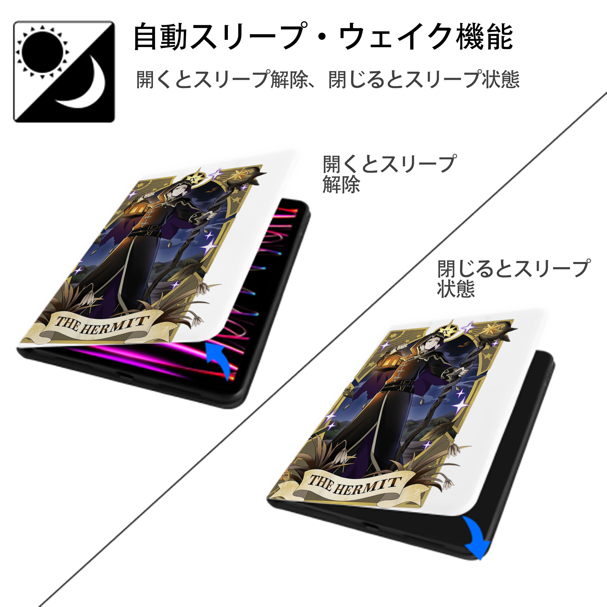 文豪ストレイドッグス Bungo Stray Dogs IPad ケース ペン収納付き 三つ折りスタンド PUレザー×シリコン 対応機種9.5/10.5/10.9インチ