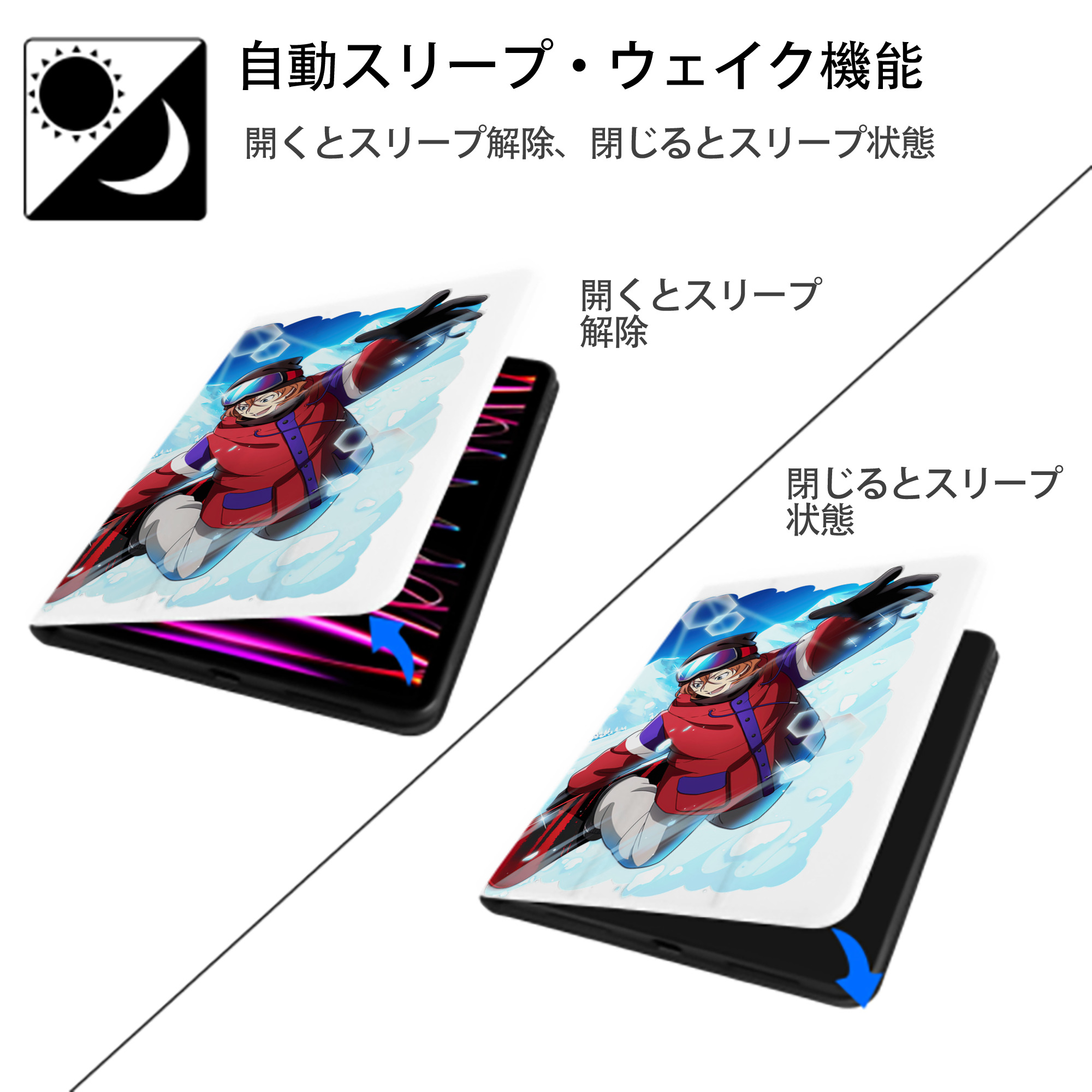 文豪ストレイドッグス Bungo Stray Dogs IPad ケース ペン収納付き 三つ折りスタンド PUレザー×シリコン 対応機種9.5/10.5/10.9インチ
