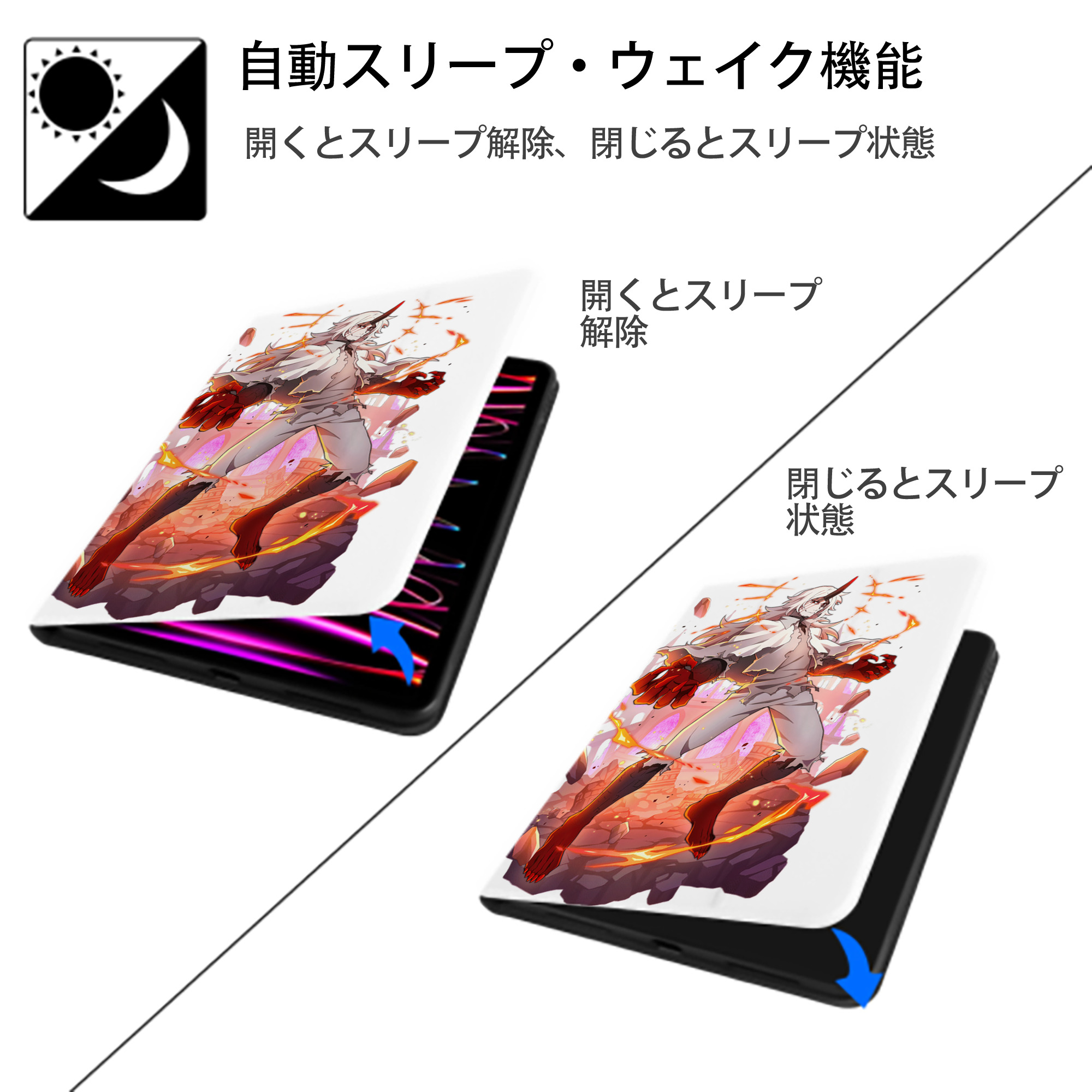 文豪ストレイドッグス Bungo Stray Dogs IPad ケース ペン収納付き 三つ折りスタンド PUレザー×シリコン 対応機種9.5/10.5/10.9インチ