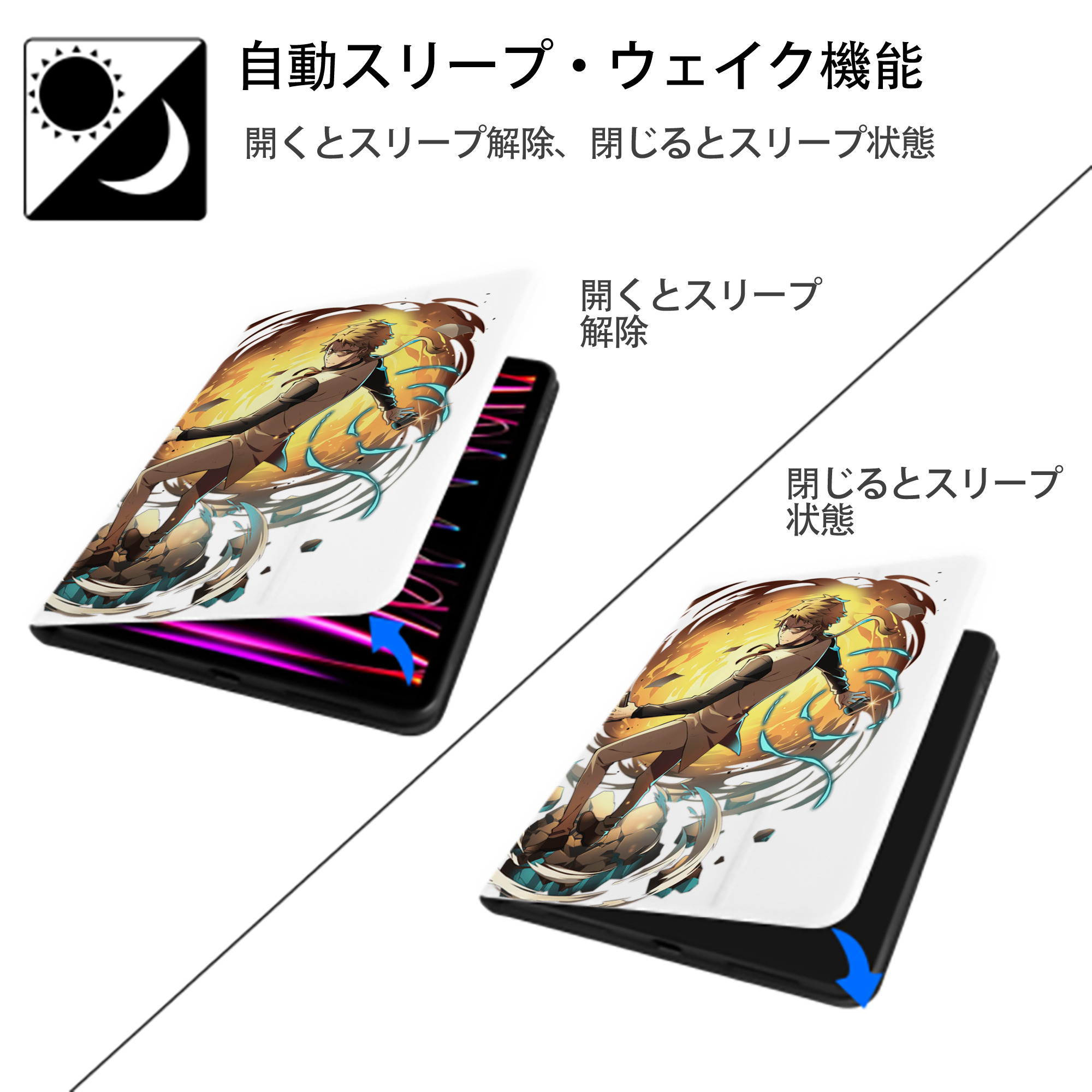 文豪ストレイドッグス Bungo Stray Dogs IPad ケース ペン収納付き 三つ折りスタンド PUレザー×シリコン 対応機種9.5/10.5/10.9インチ