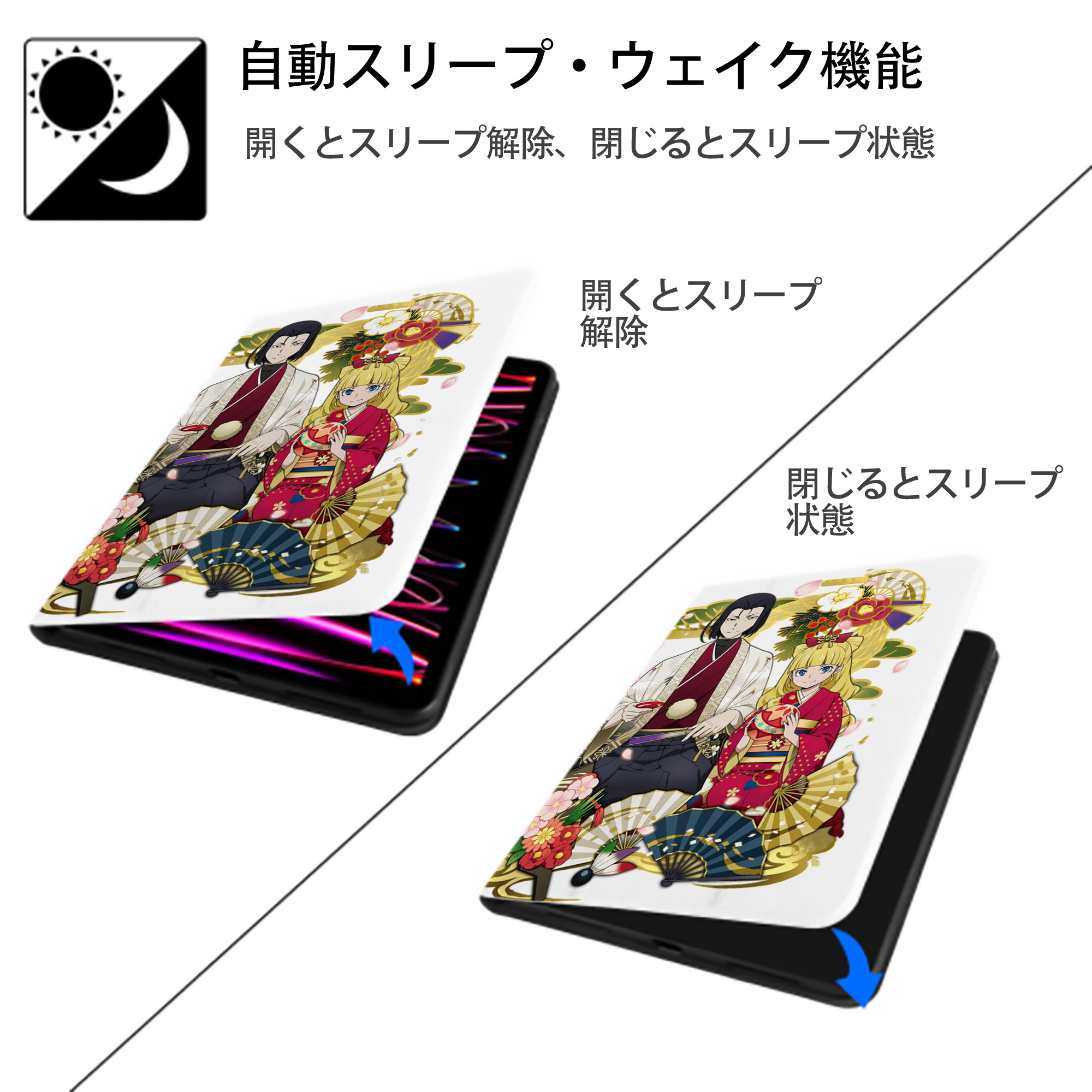 文豪ストレイドッグス Bungo Stray Dogs IPad ケース ペン収納付き 三つ折りスタンド PUレザー×シリコン 対応機種9.5/10.5/10.9インチ