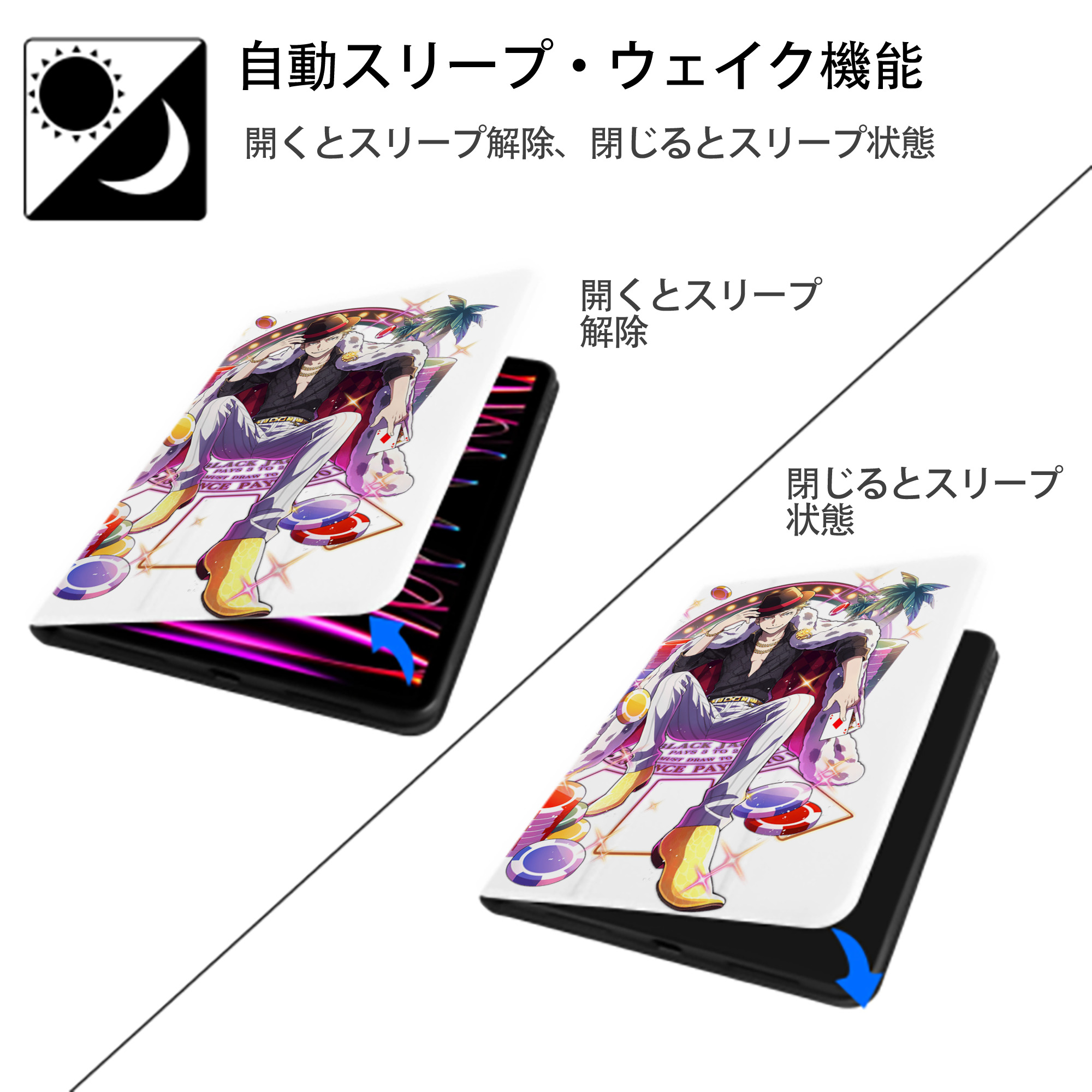 文豪ストレイドッグス Bungo Stray Dogs IPad ケース ペン収納付き 三つ折りスタンド PUレザー×シリコン 対応機種9.5/10.5/10.9インチ
