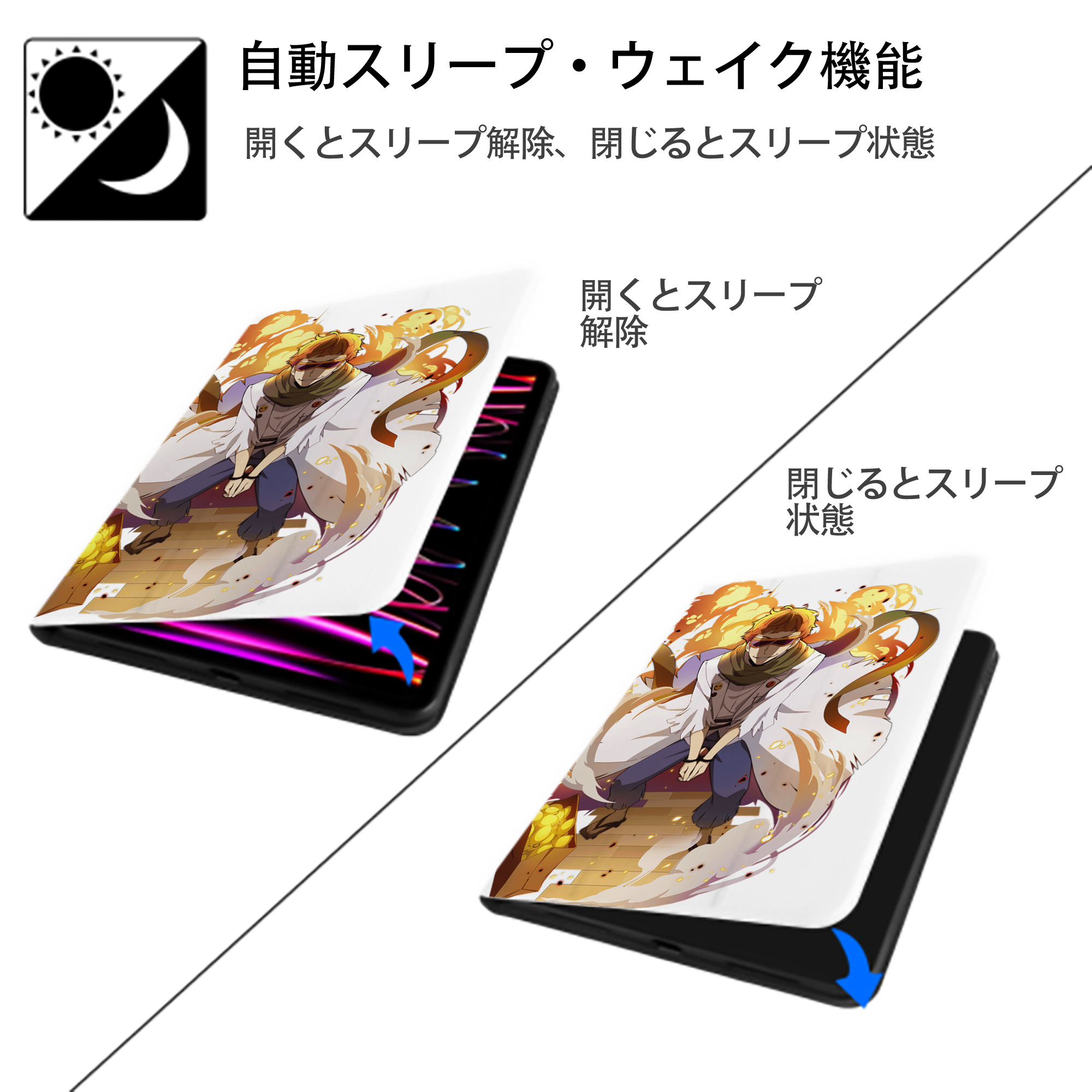 文豪ストレイドッグス Bungo Stray Dogs IPad ケース ペン収納付き 三つ折りスタンド PUレザー×シリコン 対応機種9.5/10.5/10.9インチ
