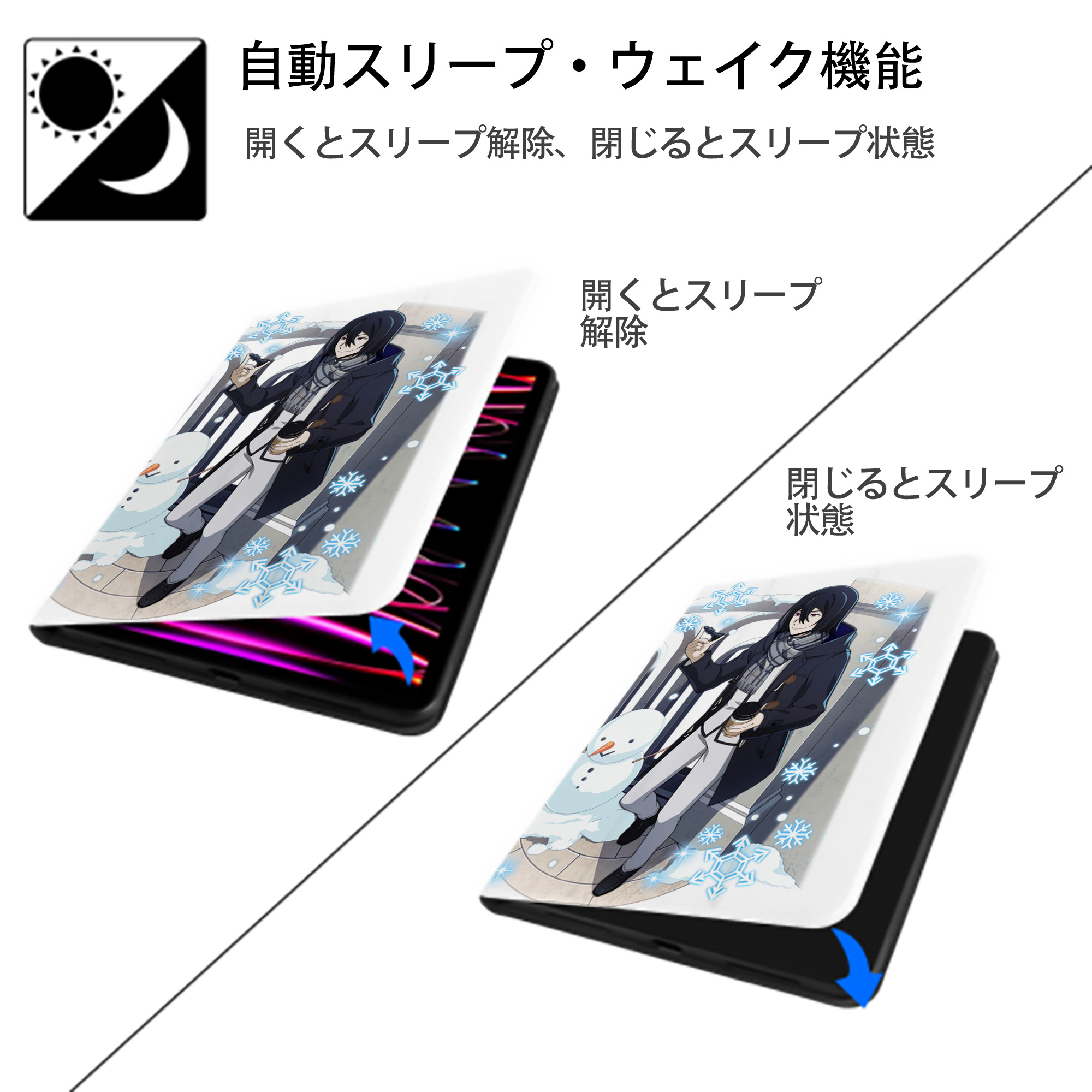 文豪ストレイドッグス Bungo Stray Dogs IPad ケース ペン収納付き 三つ折りスタンド PUレザー×シリコン 対応機種9.5/10.5/10.9インチ