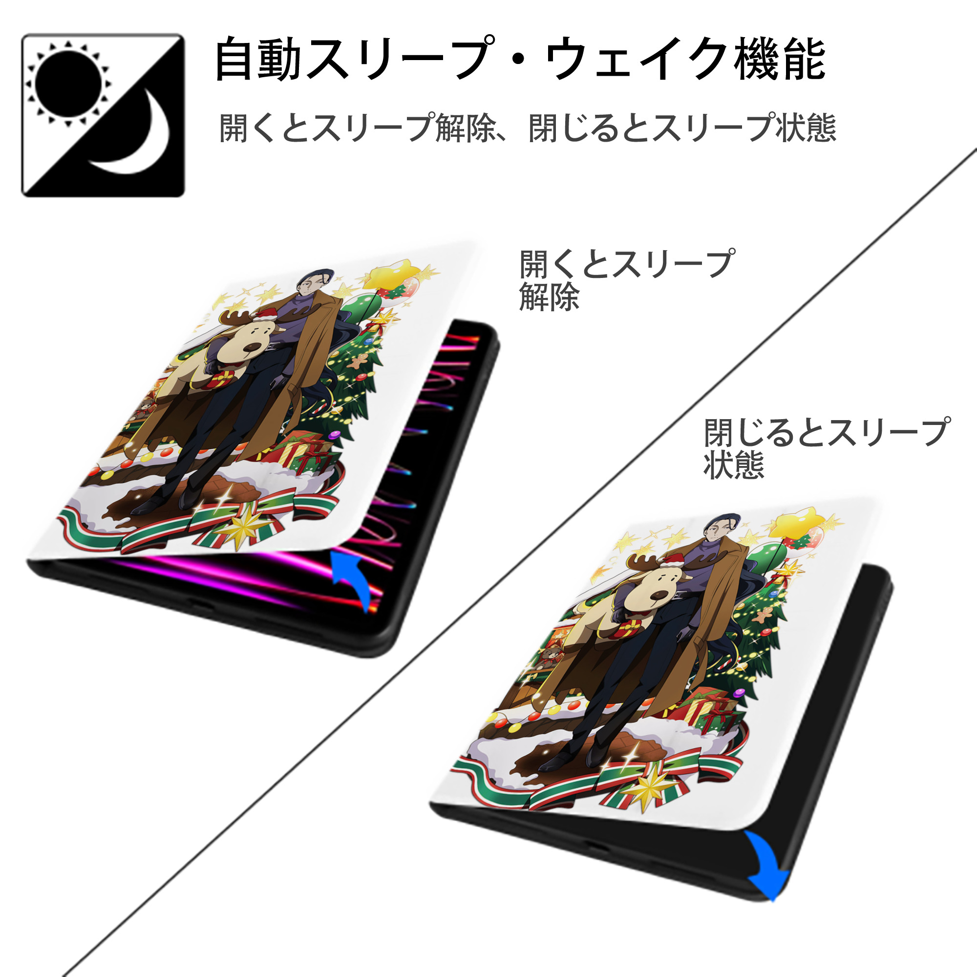 文豪ストレイドッグス Bungo Stray Dogs IPad ケース ペン収納付き 三つ折りスタンド PUレザー×シリコン 対応機種9.5/10.5/10.9インチ