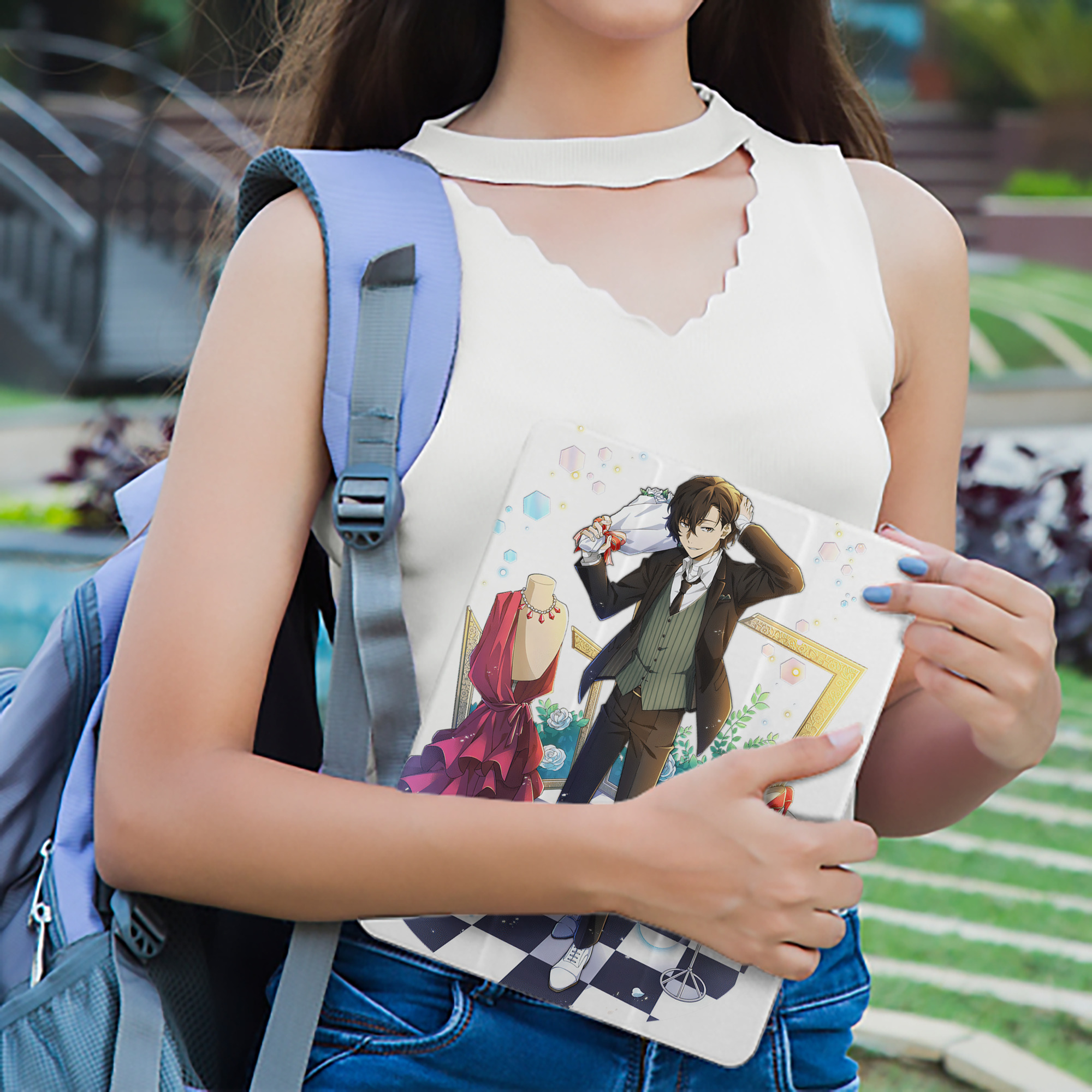 文豪ストレイドッグス Bungo Stray Dogs IPad ケース ペン収納付き 三つ折りスタンド PUレザー×シリコン 対応機種9.5/10.5/10.9インチ