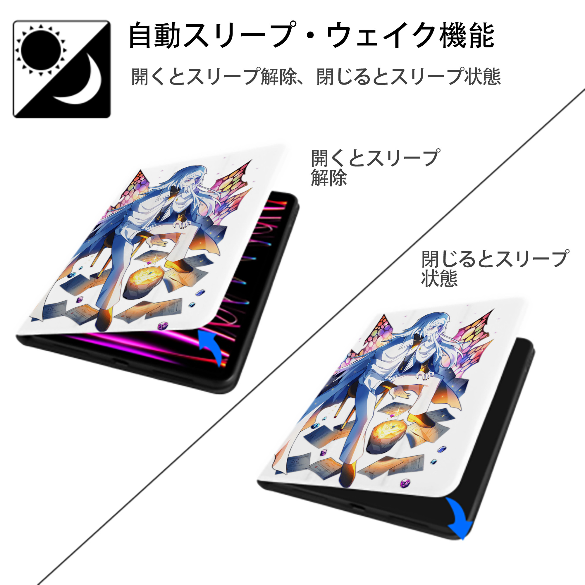 文豪ストレイドッグス Bungo Stray Dogs IPad ケース ペン収納付き 三つ折りスタンド PUレザー×シリコン 対応機種9.5/10.5/10.9インチ