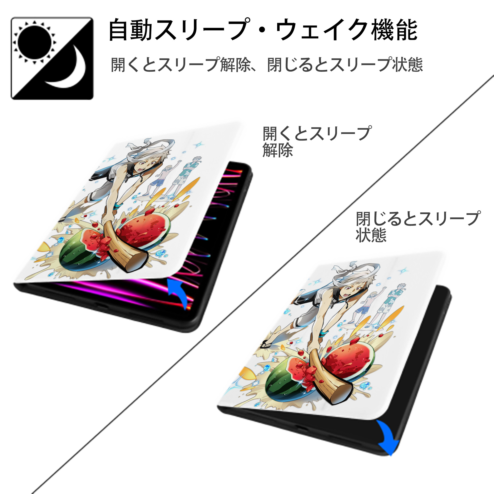 文豪ストレイドッグス Bungo Stray Dogs IPad ケース ペン収納付き 三つ折りスタンド PUレザー×シリコン 対応機種9.5/10.5/10.9インチ