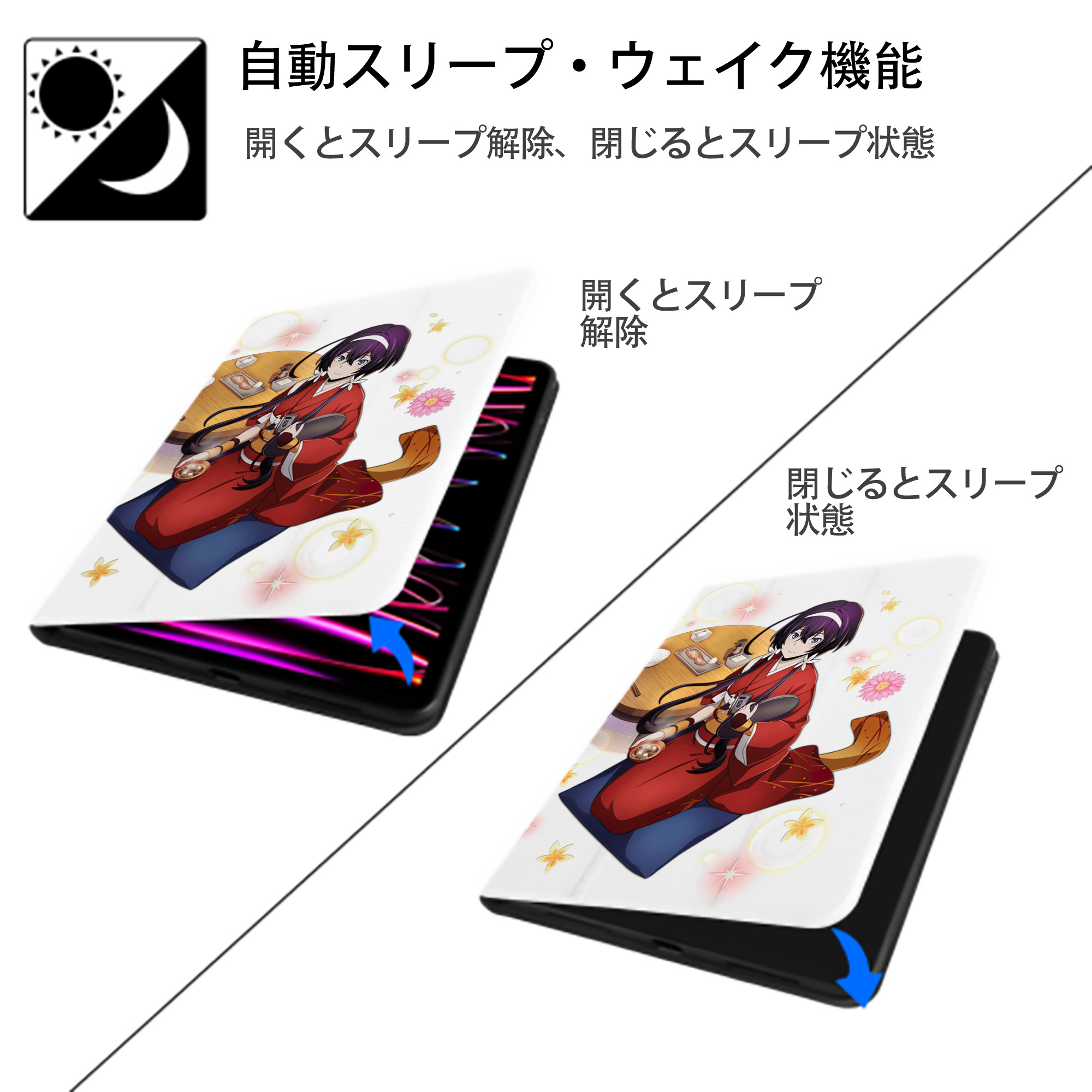 文豪ストレイドッグス Bungo Stray Dogs IPad ケース ペン収納付き 三つ折りスタンド PUレザー×シリコン 対応機種9.5/10.5/10.9インチ