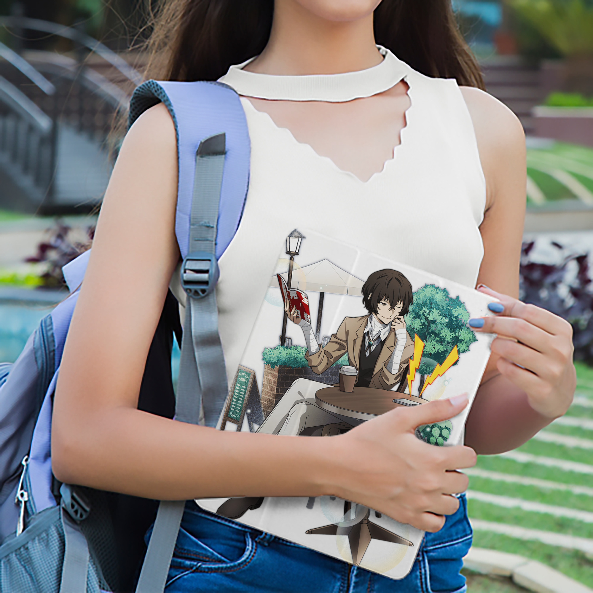 文豪ストレイドッグス Bungo Stray Dogs IPad ケース ペン収納付き 三つ折りスタンド PUレザー×シリコン 対応機種9.5/10.5/10.9インチ