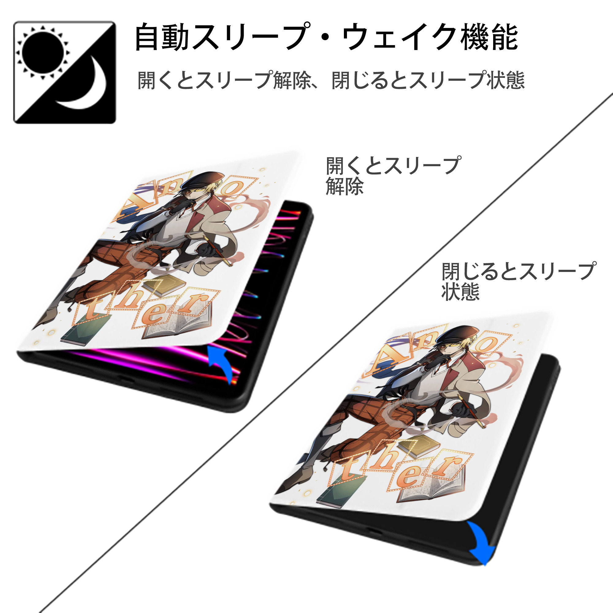 文豪ストレイドッグス Bungo Stray Dogs IPad ケース ペン収納付き 三つ折りスタンド PUレザー×シリコン 対応機種9.5/10.5/10.9インチ