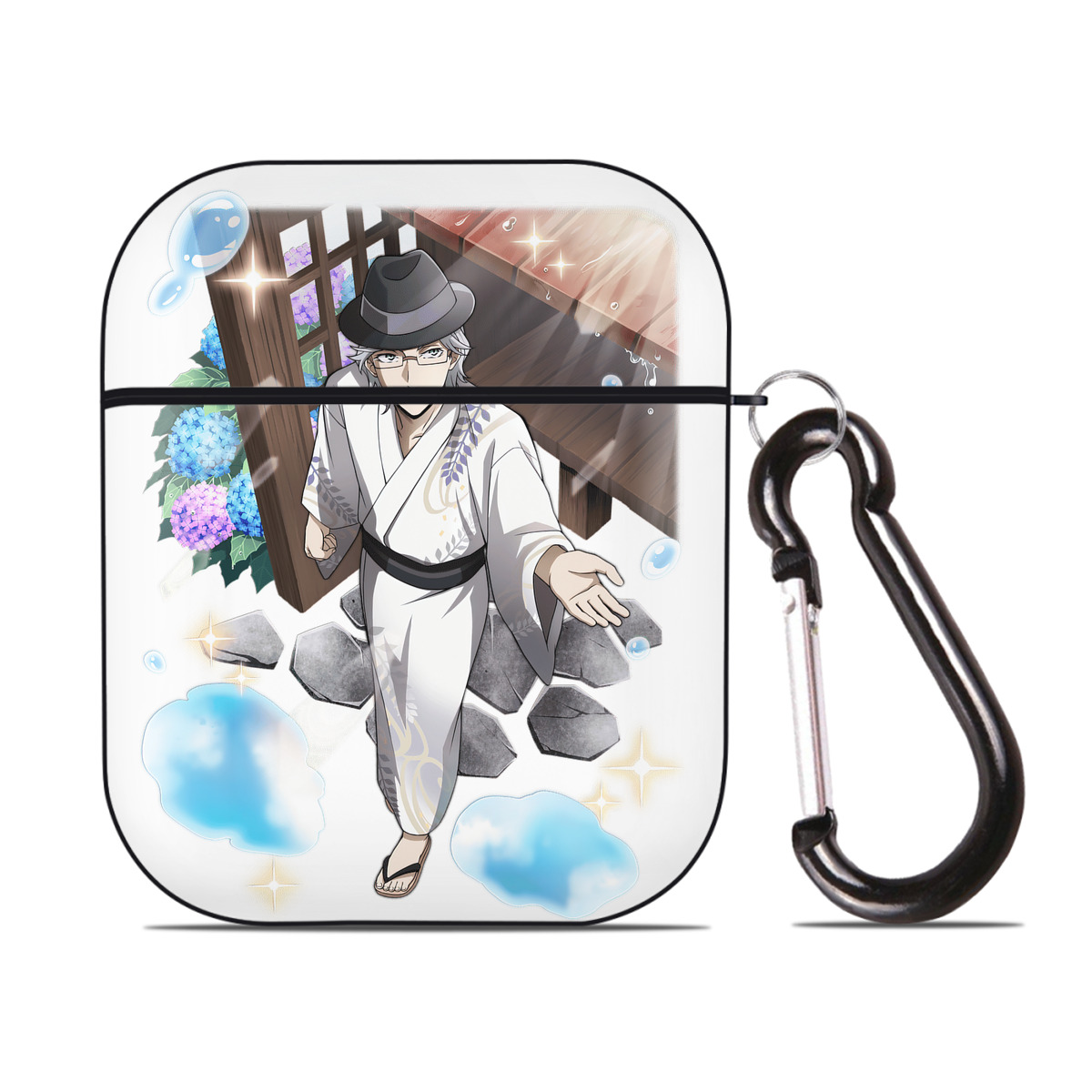 （画像用） 文豪ストレイドッグス Bungo Stray Dogs AirPods 第2世代保護ケース ハードシェル ブラック 耐衝撃・防指紋・カラビナ付き
