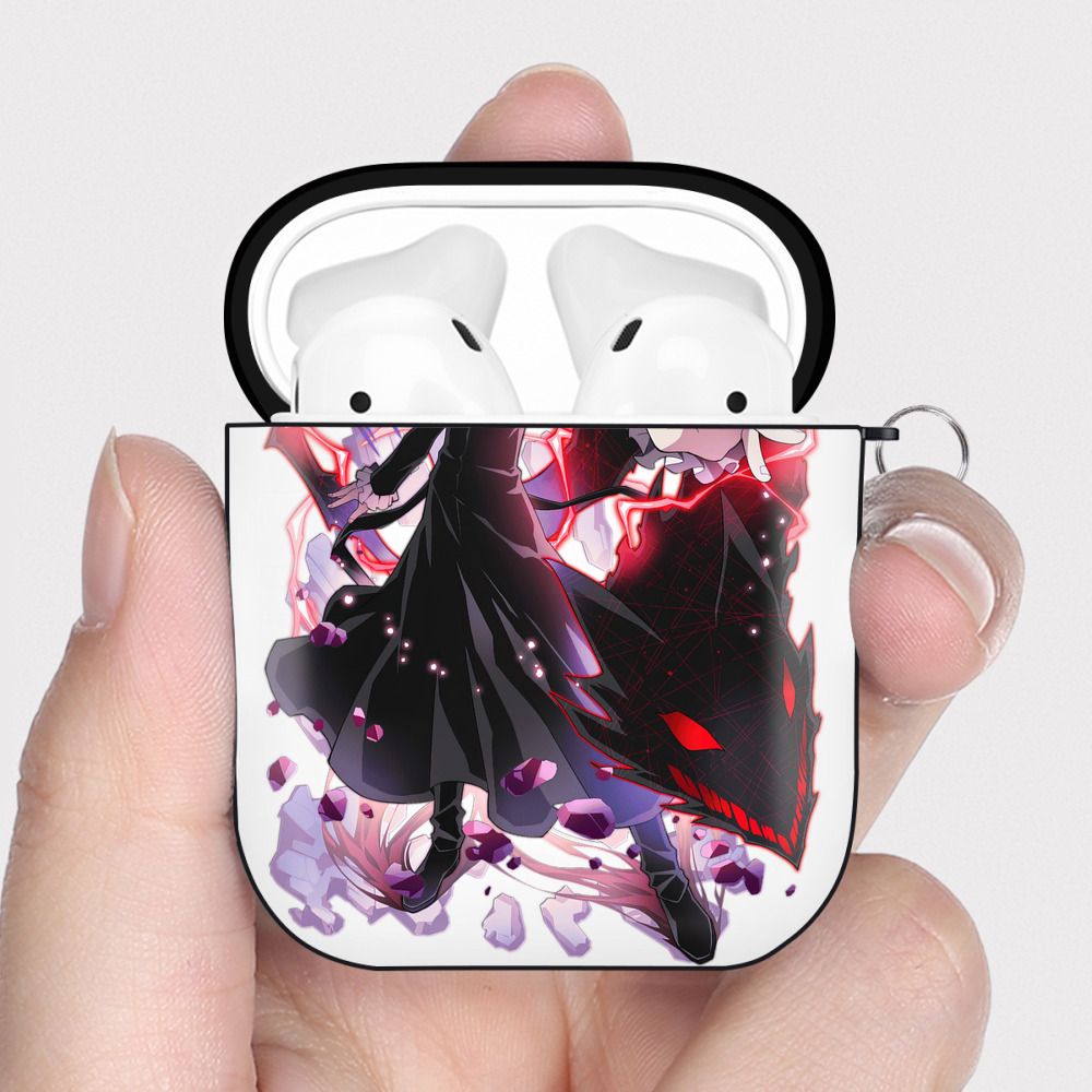 （画像用） 文豪ストレイドッグス Bungo Stray Dogs AirPods 第2世代保護ケース ハードシェル ブラック 耐衝撃・防指紋・カラビナ付き
