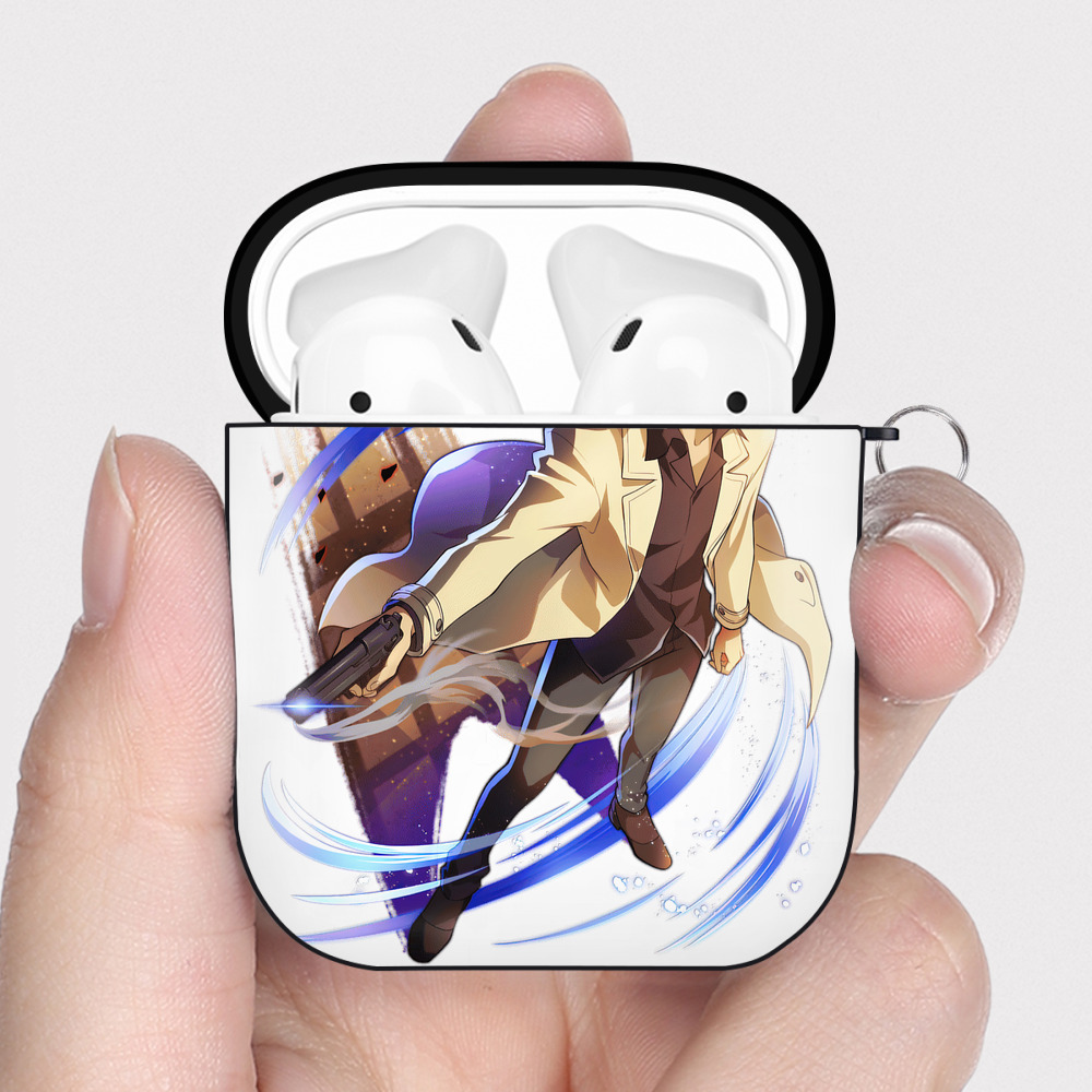 （画像用） 文豪ストレイドッグス Bungo Stray Dogs AirPods 第2世代保護ケース ハードシェル ブラック 耐衝撃・防指紋・カラビナ付き