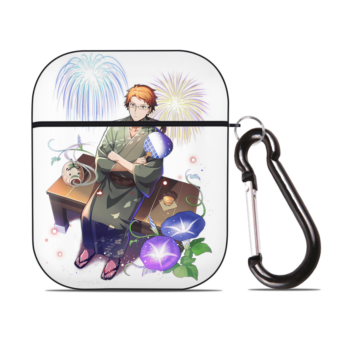 （画像用） 文豪ストレイドッグス Bungo Stray Dogs AirPods 第2世代保護ケース ハードシェル ブラック 耐衝撃・防指紋・カラビナ付き
