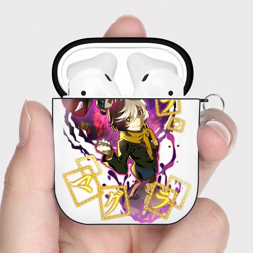 （画像用） 文豪ストレイドッグス Bungo Stray Dogs AirPods 第2世代保護ケース ハードシェル ブラック 耐衝撃・防指紋・カラビナ付き