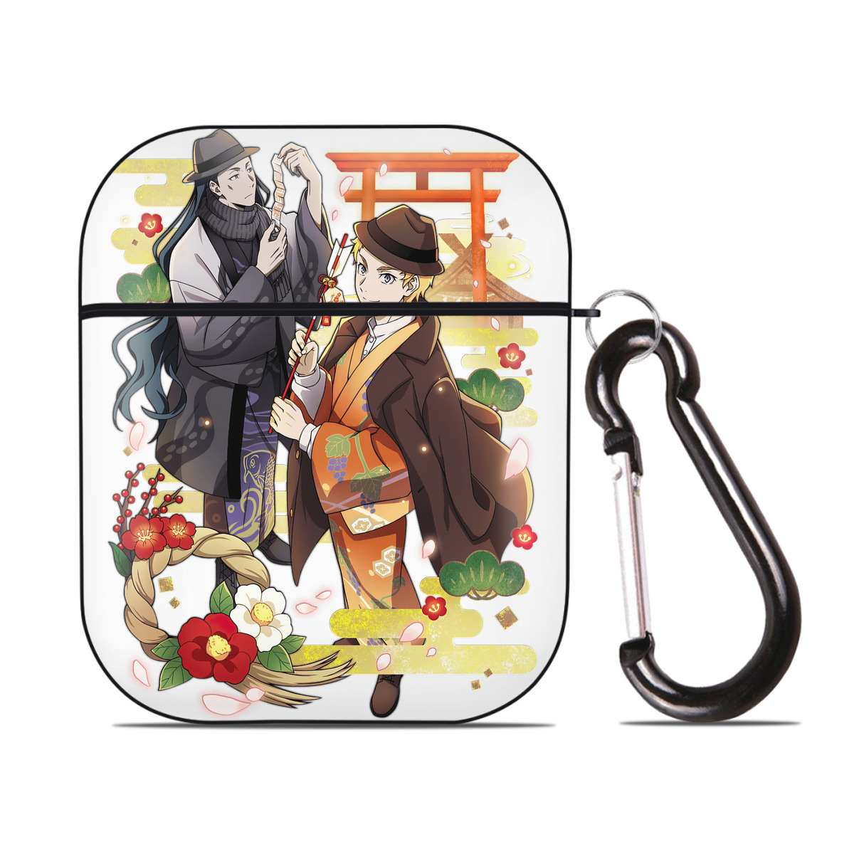 （画像用） 文豪ストレイドッグス Bungo Stray Dogs AirPods 第2世代保護ケース ハードシェル ブラック 耐衝撃・防指紋・カラビナ付き