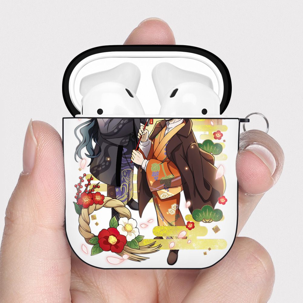 （画像用） 文豪ストレイドッグス Bungo Stray Dogs AirPods 第2世代保護ケース ハードシェル ブラック 耐衝撃・防指紋・カラビナ付き