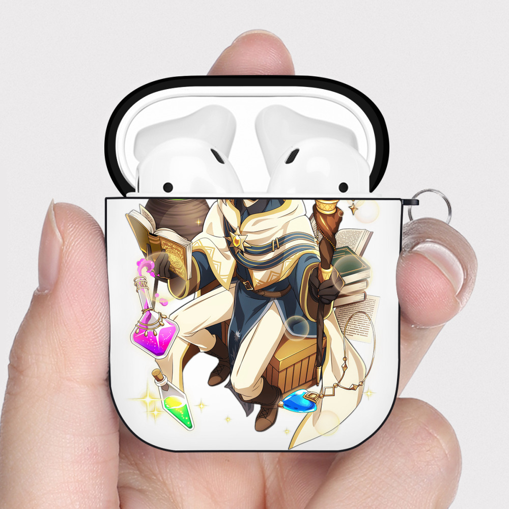 （画像用） 文豪ストレイドッグス Bungo Stray Dogs AirPods 第2世代保護ケース ハードシェル ブラック 耐衝撃・防指紋・カラビナ付き