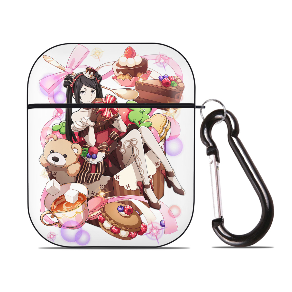 （画像用） 文豪ストレイドッグス Bungo Stray Dogs AirPods 第2世代保護ケース ハードシェル ブラック 耐衝撃・防指紋・カラビナ付き