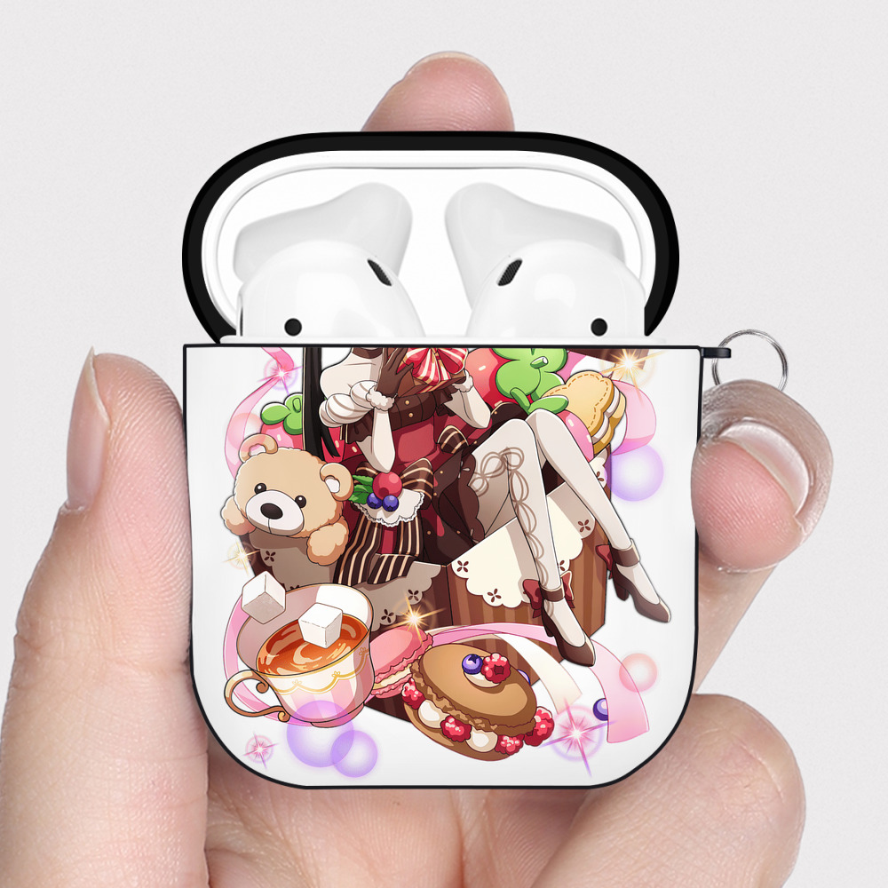 （画像用） 文豪ストレイドッグス Bungo Stray Dogs AirPods 第2世代保護ケース ハードシェル ブラック 耐衝撃・防指紋・カラビナ付き