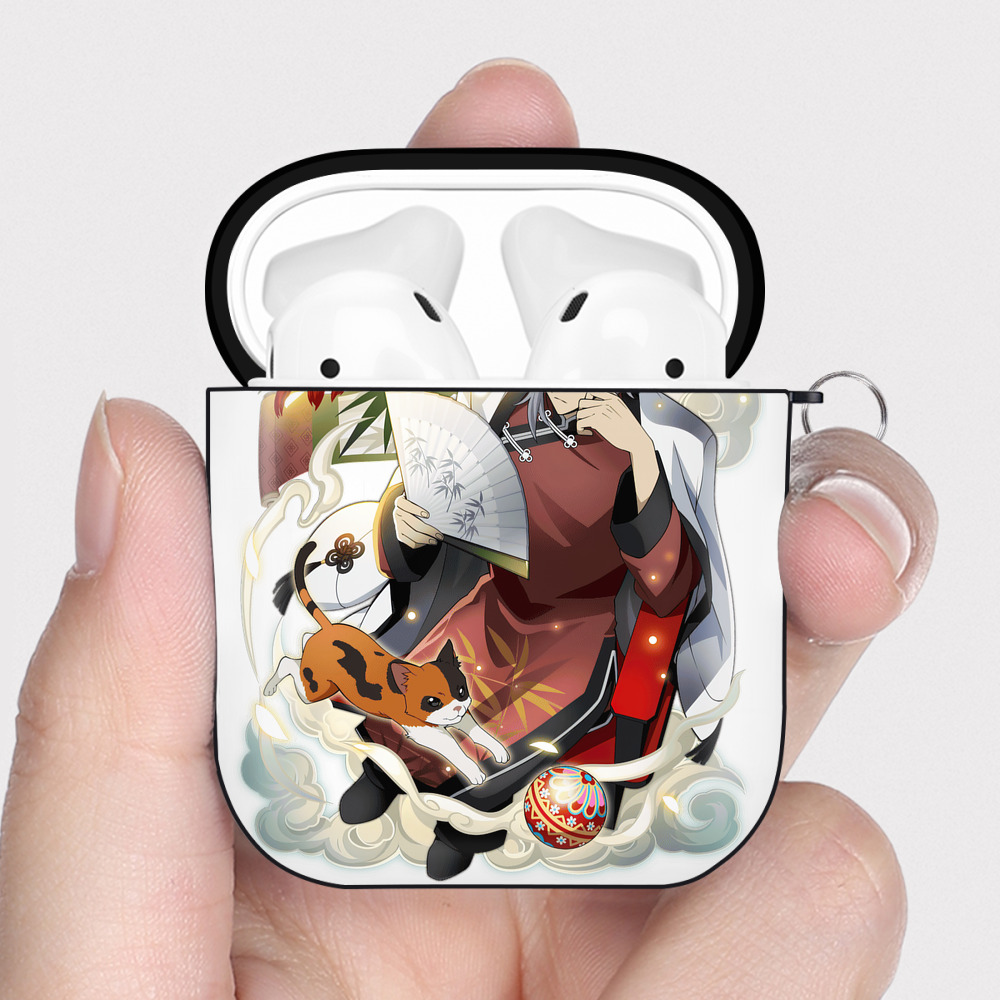 （画像用） 文豪ストレイドッグス Bungo Stray Dogs AirPods 第2世代保護ケース ハードシェル ブラック 耐衝撃・防指紋・カラビナ付き