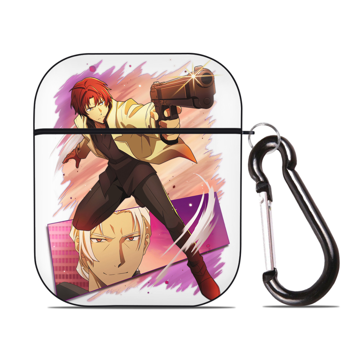 （画像用） 文豪ストレイドッグス Bungo Stray Dogs AirPods 第2世代保護ケース ハードシェル ブラック 耐衝撃・防指紋・カラビナ付き