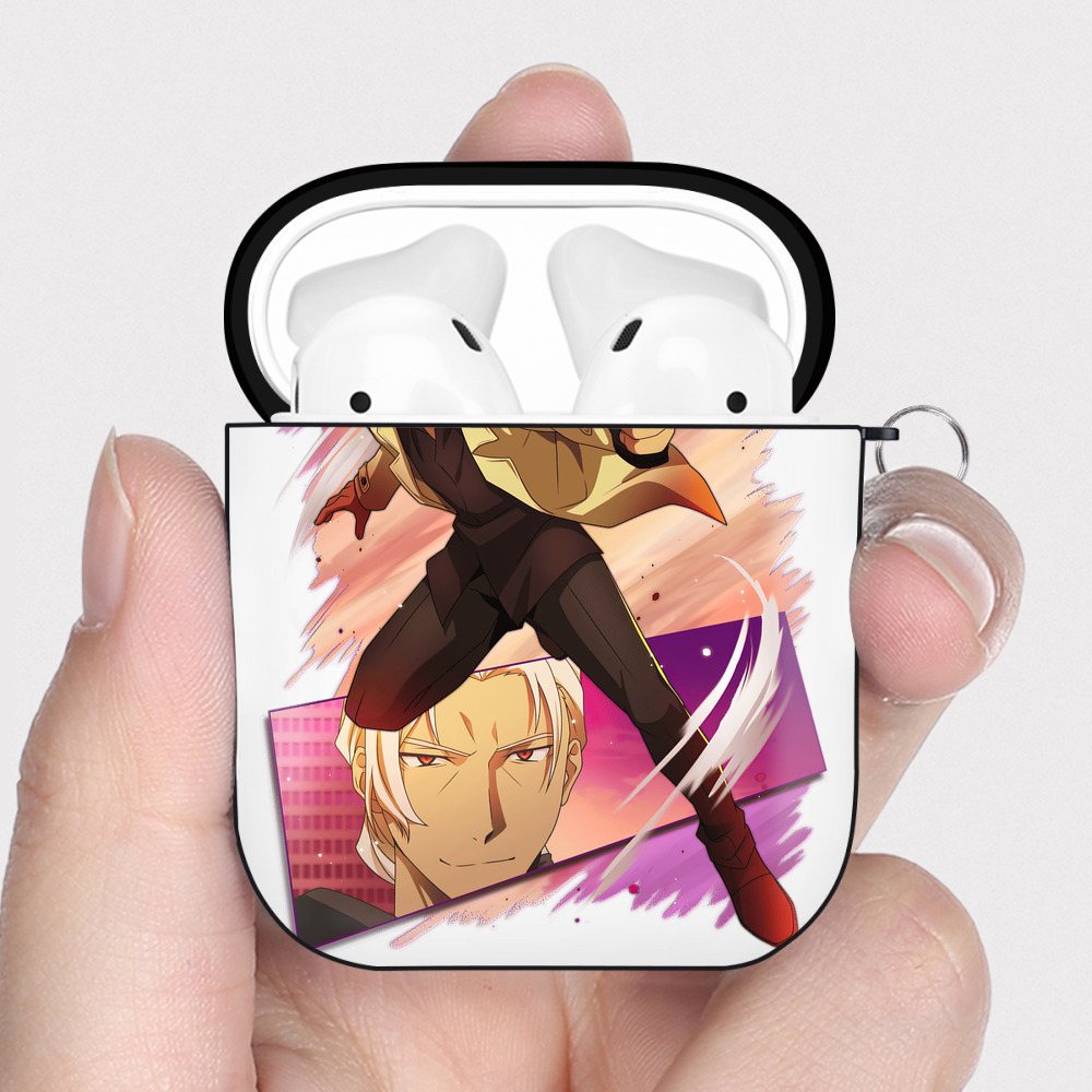 （画像用） 文豪ストレイドッグス Bungo Stray Dogs AirPods 第2世代保護ケース ハードシェル ブラック 耐衝撃・防指紋・カラビナ付き