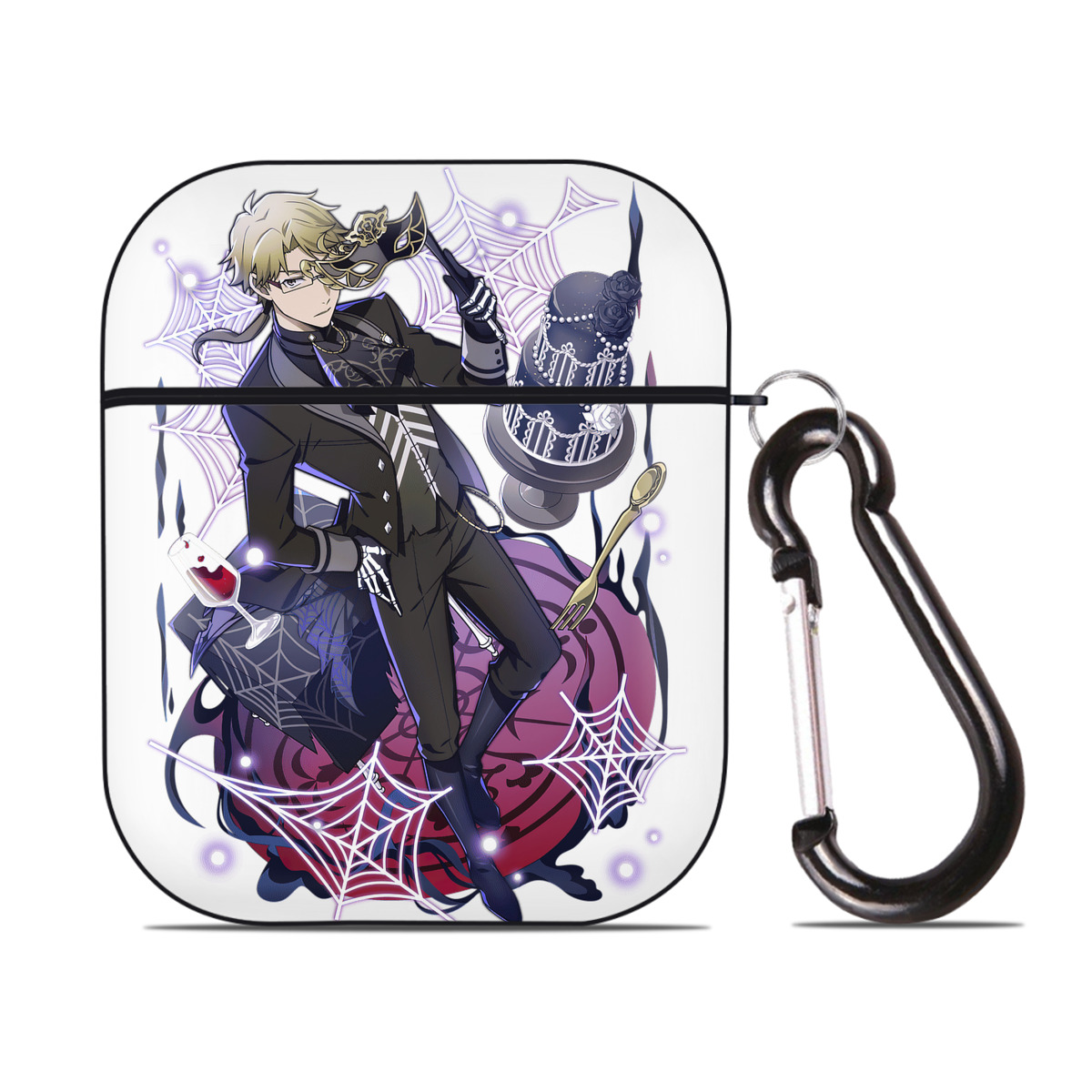 （画像用） 文豪ストレイドッグス Bungo Stray Dogs AirPods 第2世代保護ケース ハードシェル ブラック 耐衝撃・防指紋・カラビナ付き