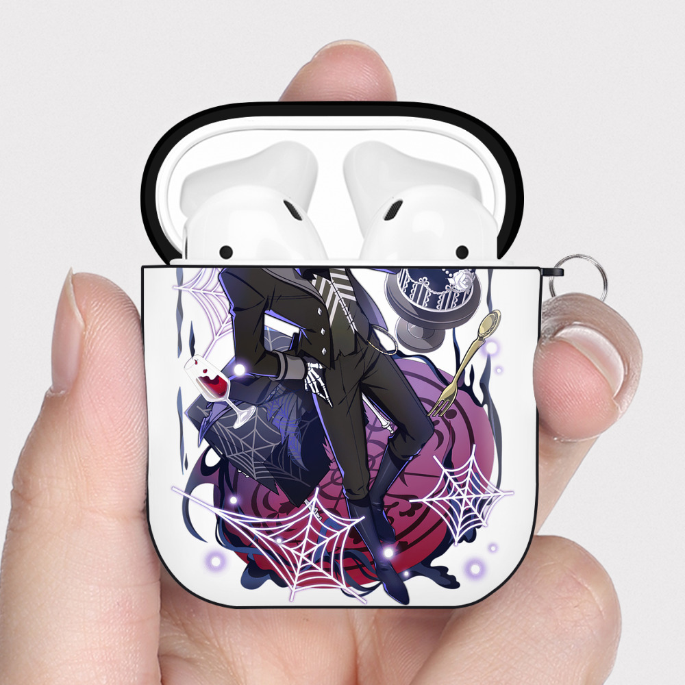 （画像用） 文豪ストレイドッグス Bungo Stray Dogs AirPods 第2世代保護ケース ハードシェル ブラック 耐衝撃・防指紋・カラビナ付き
