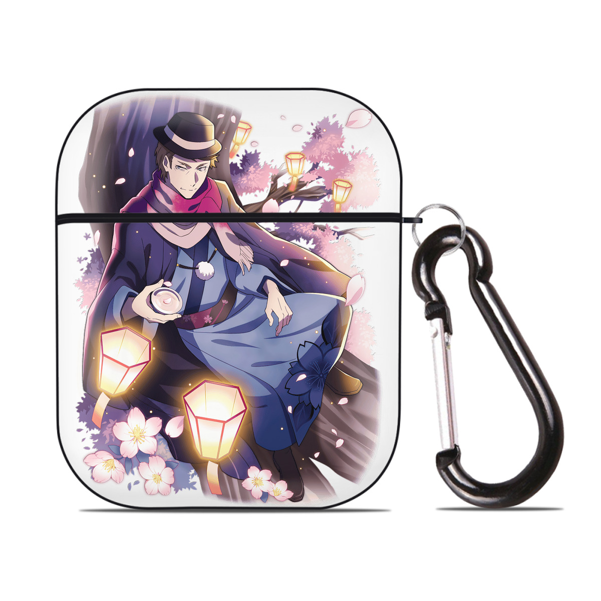 （画像用） 文豪ストレイドッグス Bungo Stray Dogs AirPods 第2世代保護ケース ハードシェル ブラック 耐衝撃・防指紋・カラビナ付き