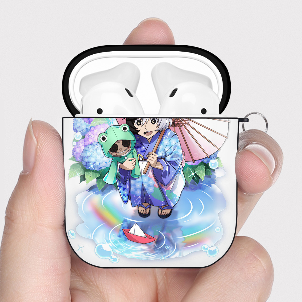 （画像用） 文豪ストレイドッグス Bungo Stray Dogs AirPods 第2世代保護ケース ハードシェル ブラック 耐衝撃・防指紋・カラビナ付き