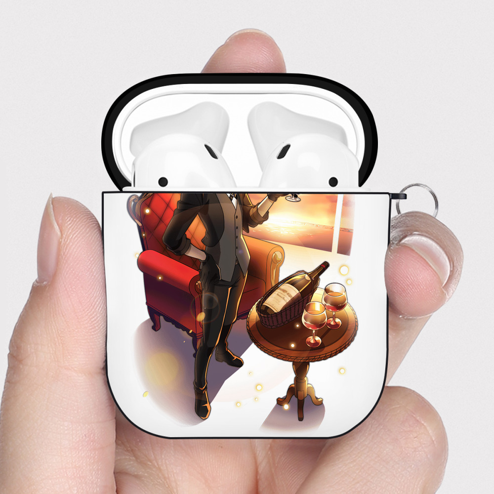 （画像用） 文豪ストレイドッグス Bungo Stray Dogs AirPods 第2世代保護ケース ハードシェル ブラック 耐衝撃・防指紋・カラビナ付き