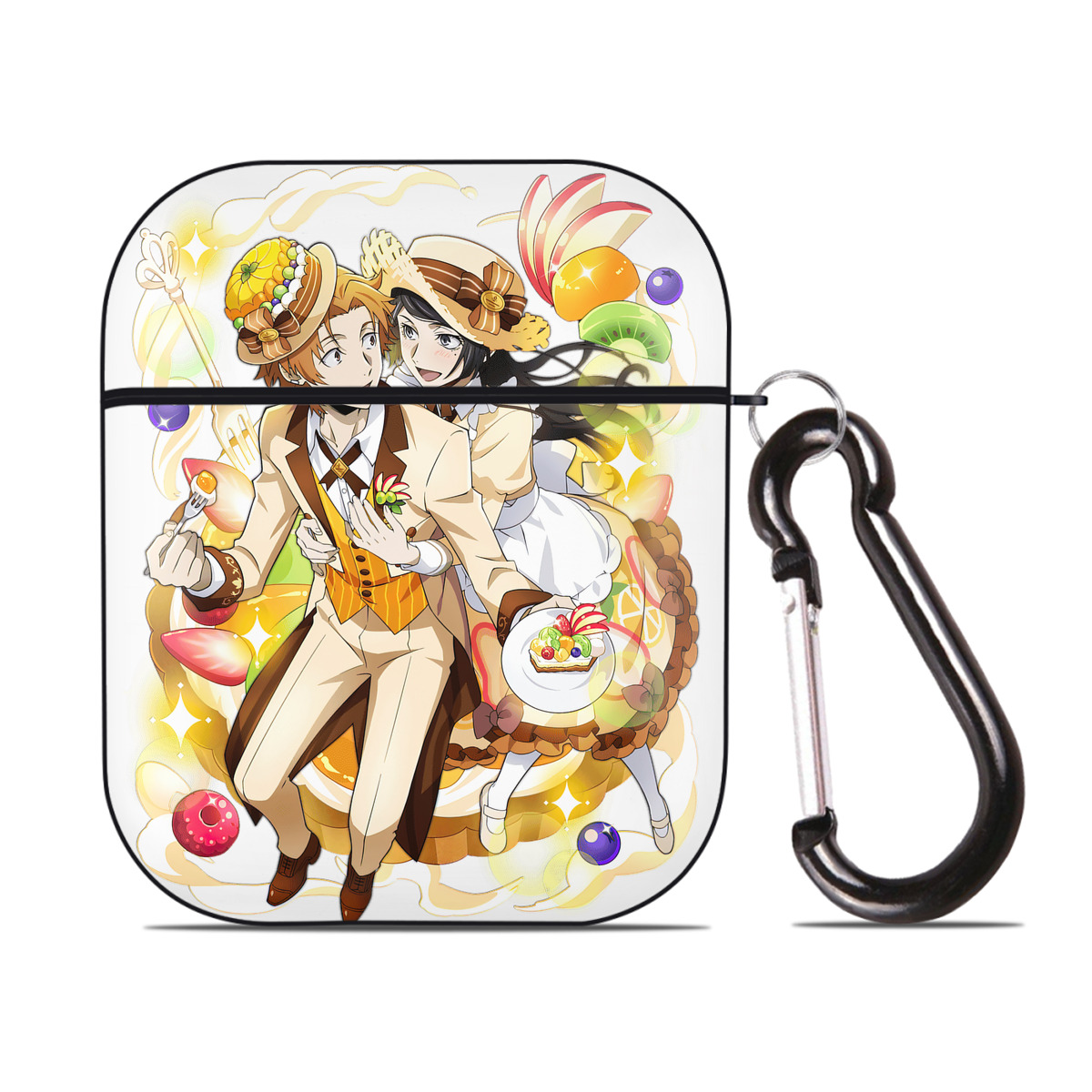 （画像用） 文豪ストレイドッグス Bungo Stray Dogs AirPods 第2世代保護ケース ハードシェル ブラック 耐衝撃・防指紋・カラビナ付き