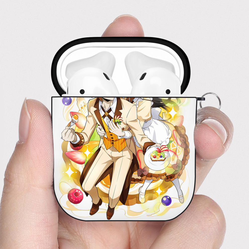 （画像用） 文豪ストレイドッグス Bungo Stray Dogs AirPods 第2世代保護ケース ハードシェル ブラック 耐衝撃・防指紋・カラビナ付き